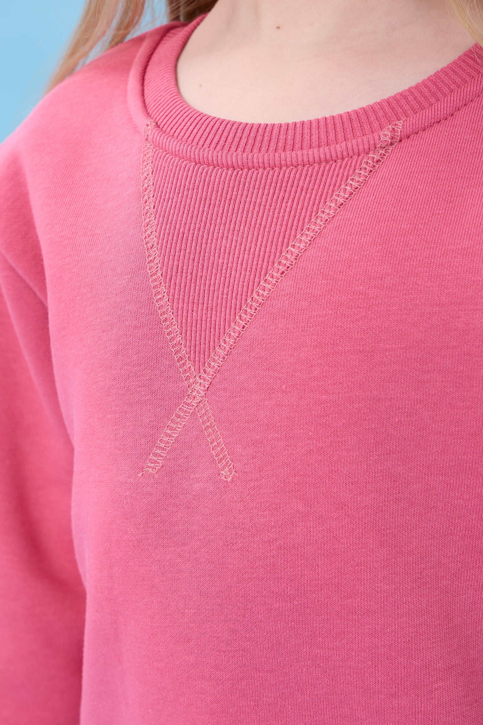 Unisex Basic Bisiklet Yaka Şardonlu Kışlık Sweatshirt