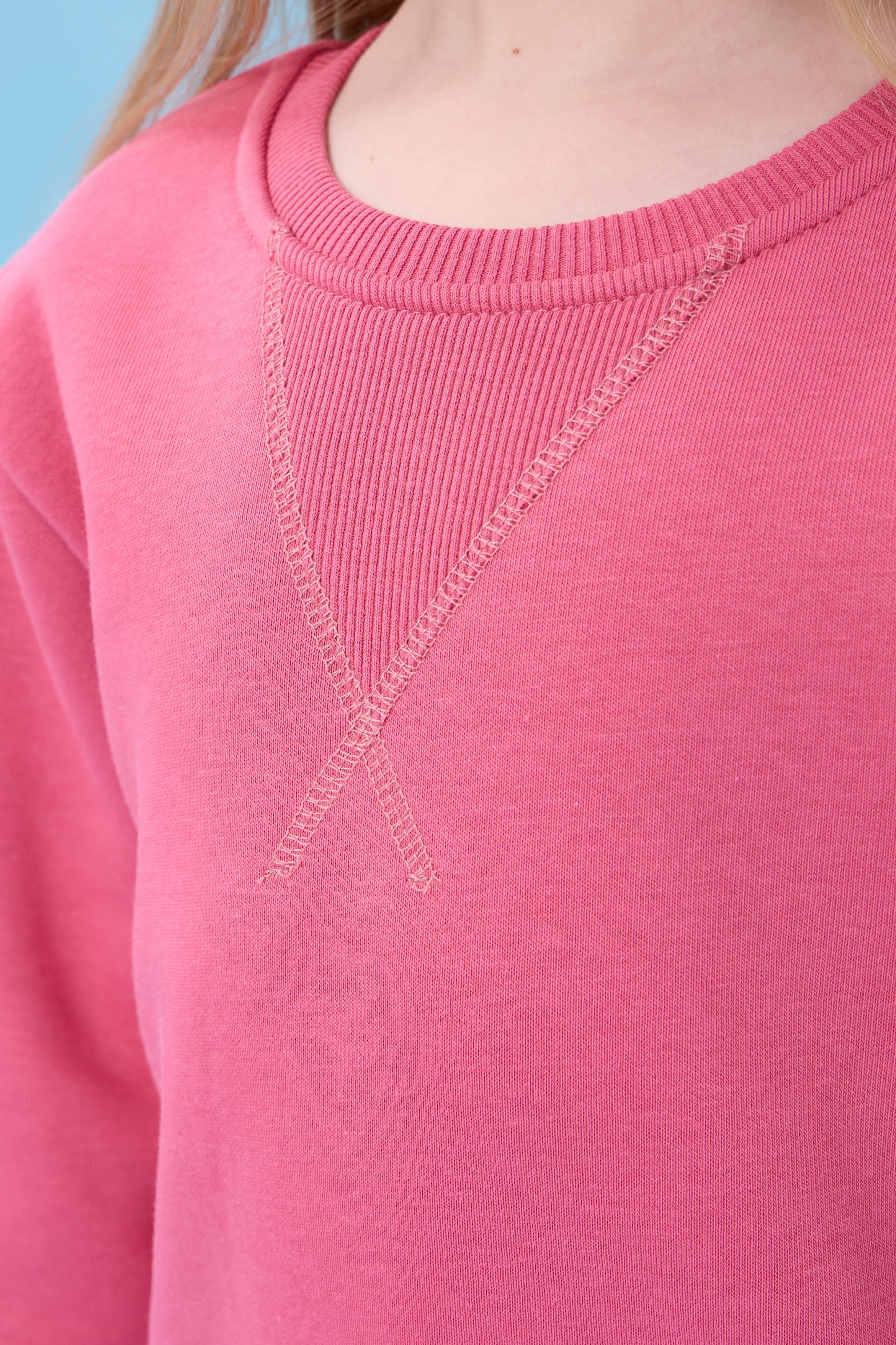 Unisex Basic Bisiklet Yaka Şardonlu Kışlık Sweatshirt