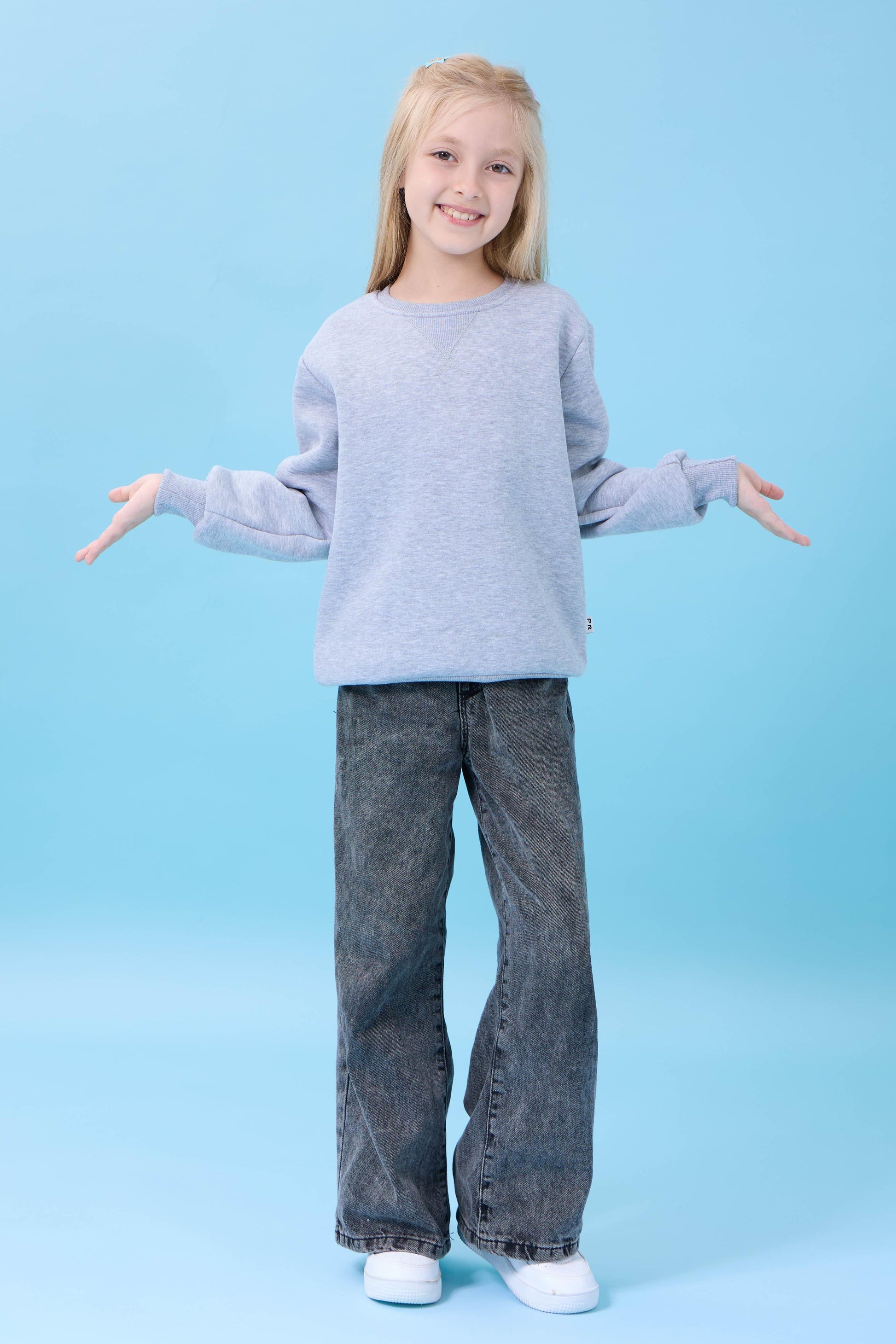 Unisex Basic Bisiklet Yaka Şardonlu Kışlık Sweatshirt