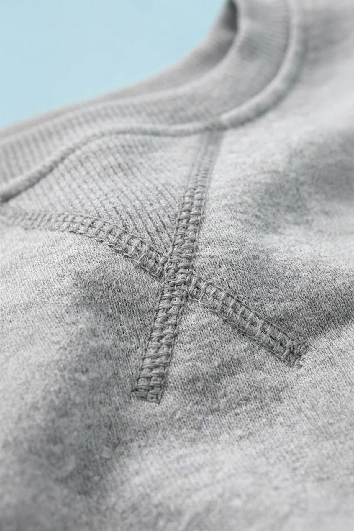 Unisex Basic Bisiklet Yaka Şardonlu Kışlık Sweatshirt