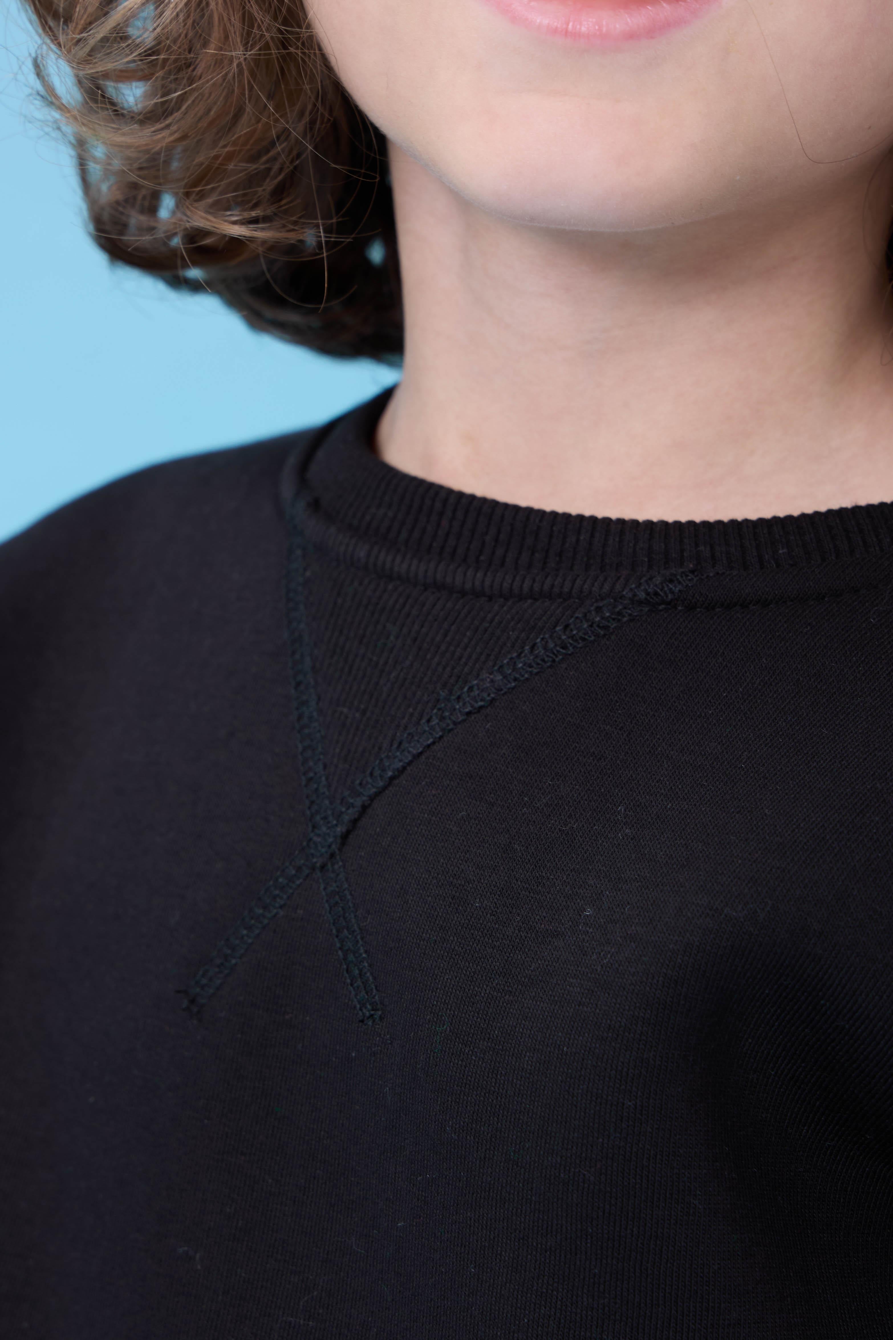 Unisex Basic Bisiklet Yaka Şardonlu Kışlık Sweatshirt - Siyah