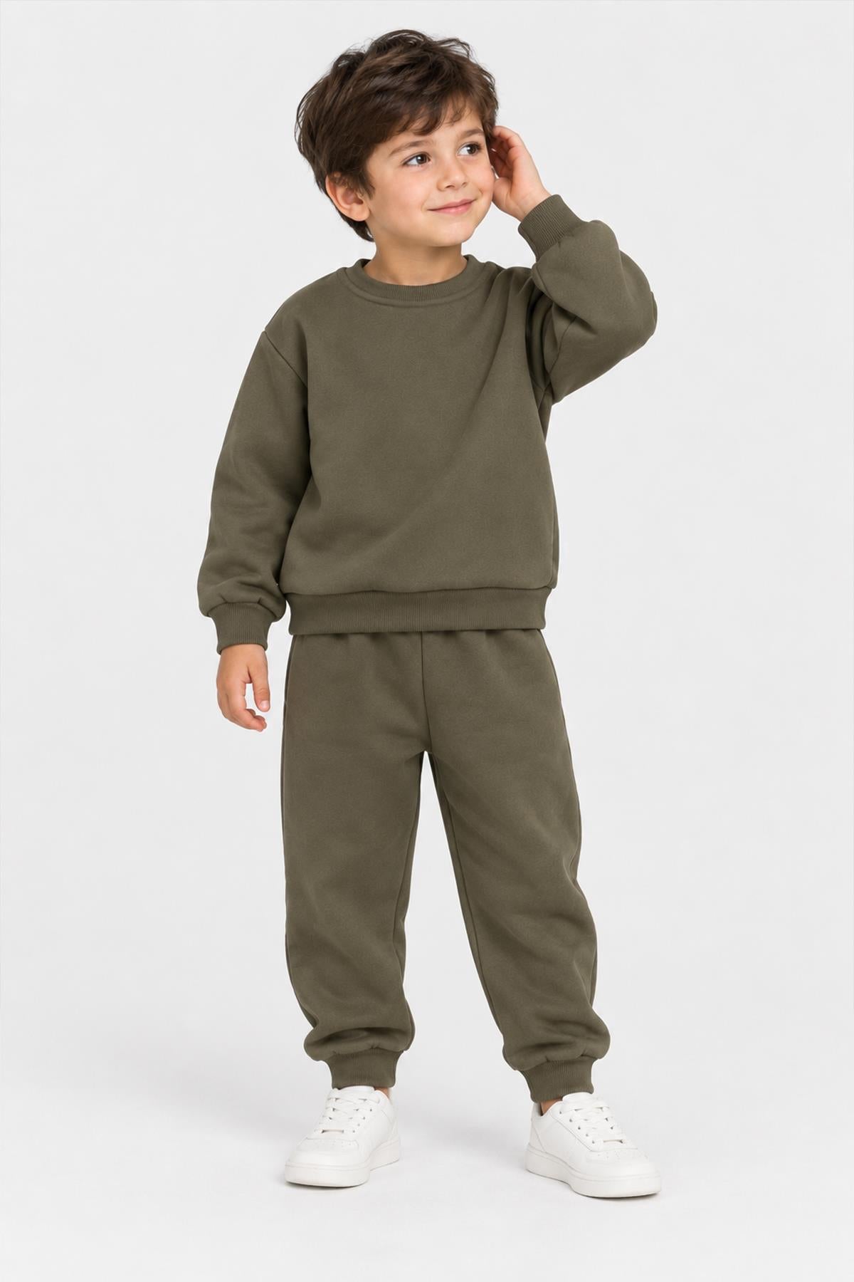 Unisex Çocuk Bisiklet Yaka Kışlık Alt Üst Takım
