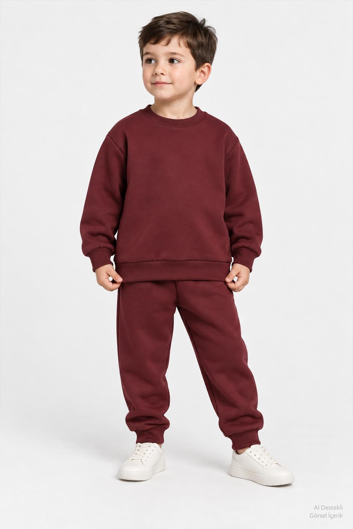 Unisex Çocuk Bisiklet Yaka Kışlık Alt Üst Takım