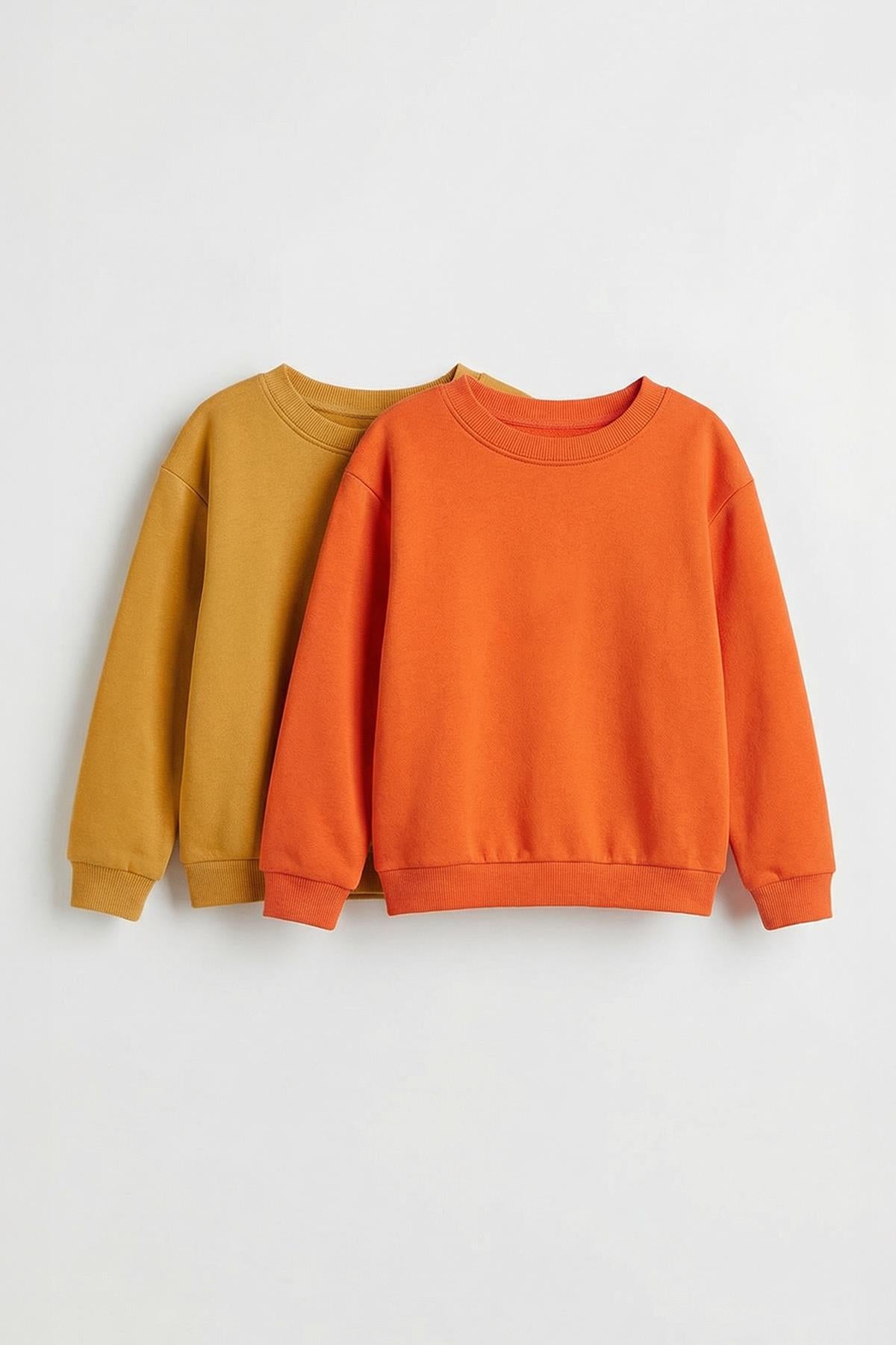 Unisex Çocuk 2'li Basic Bisiklet Yaka Sweatshirt Seti