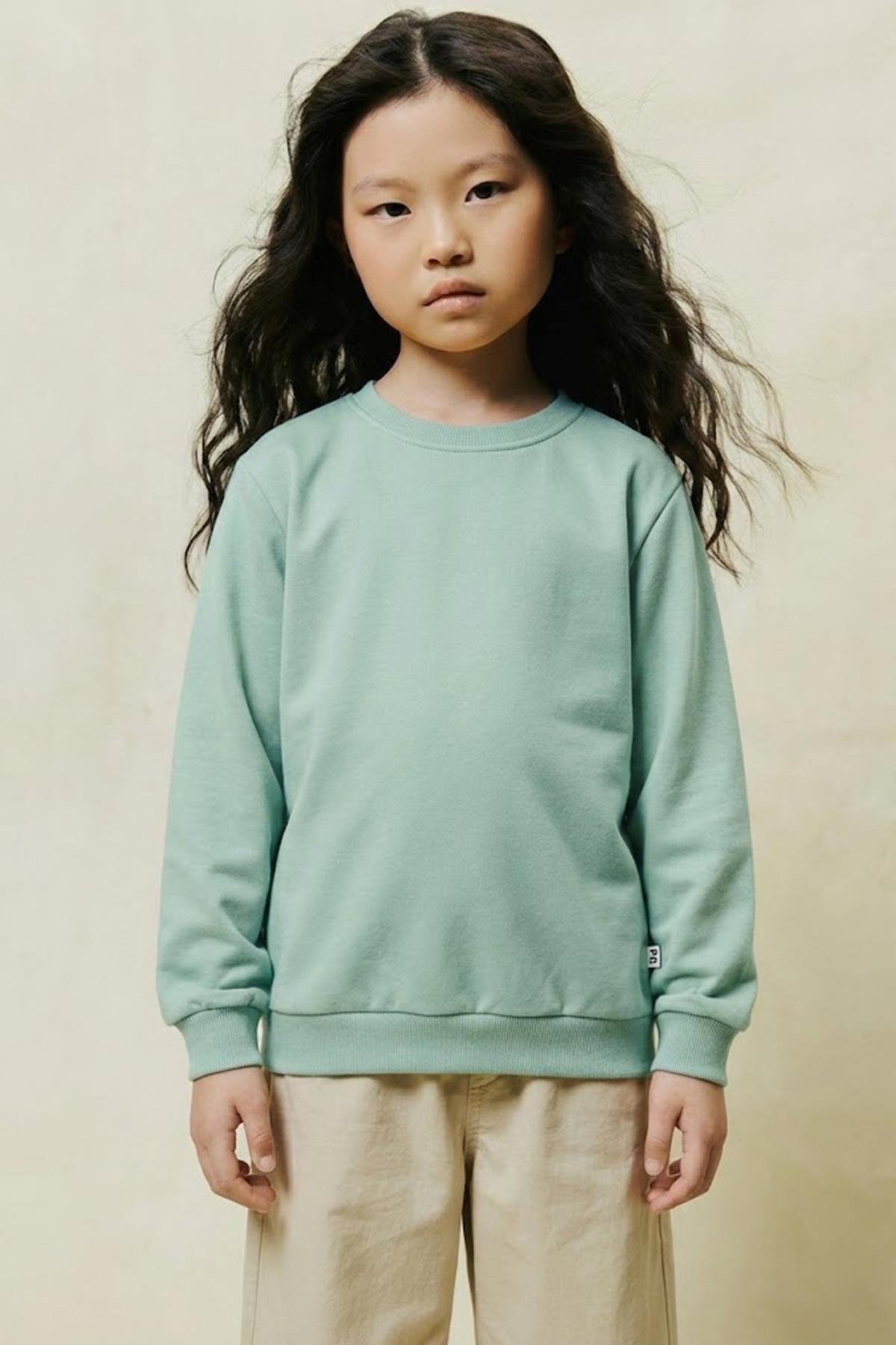 Unisex Çocuk 2'li Basic Bisiklet Yaka Sweatshirt Seti – Mint & Yeşil