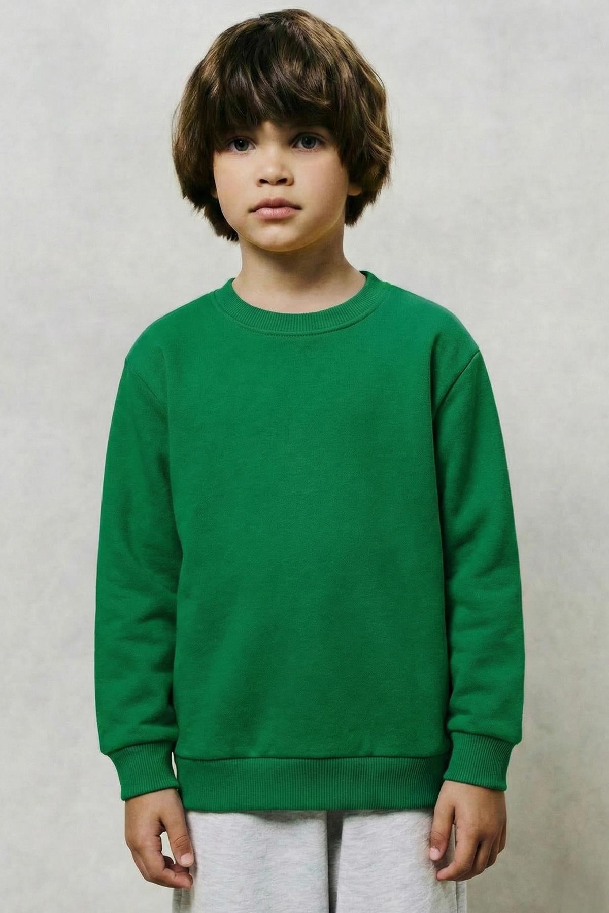 Unisex Çocuk 2'li Basic Bisiklet Yaka Sweatshirt Seti – Mint & Yeşil