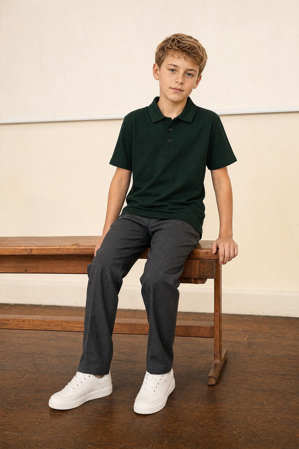 Unisex Çocuk 2’li Polo Yaka Kısa Kollu Okul Tişörtü