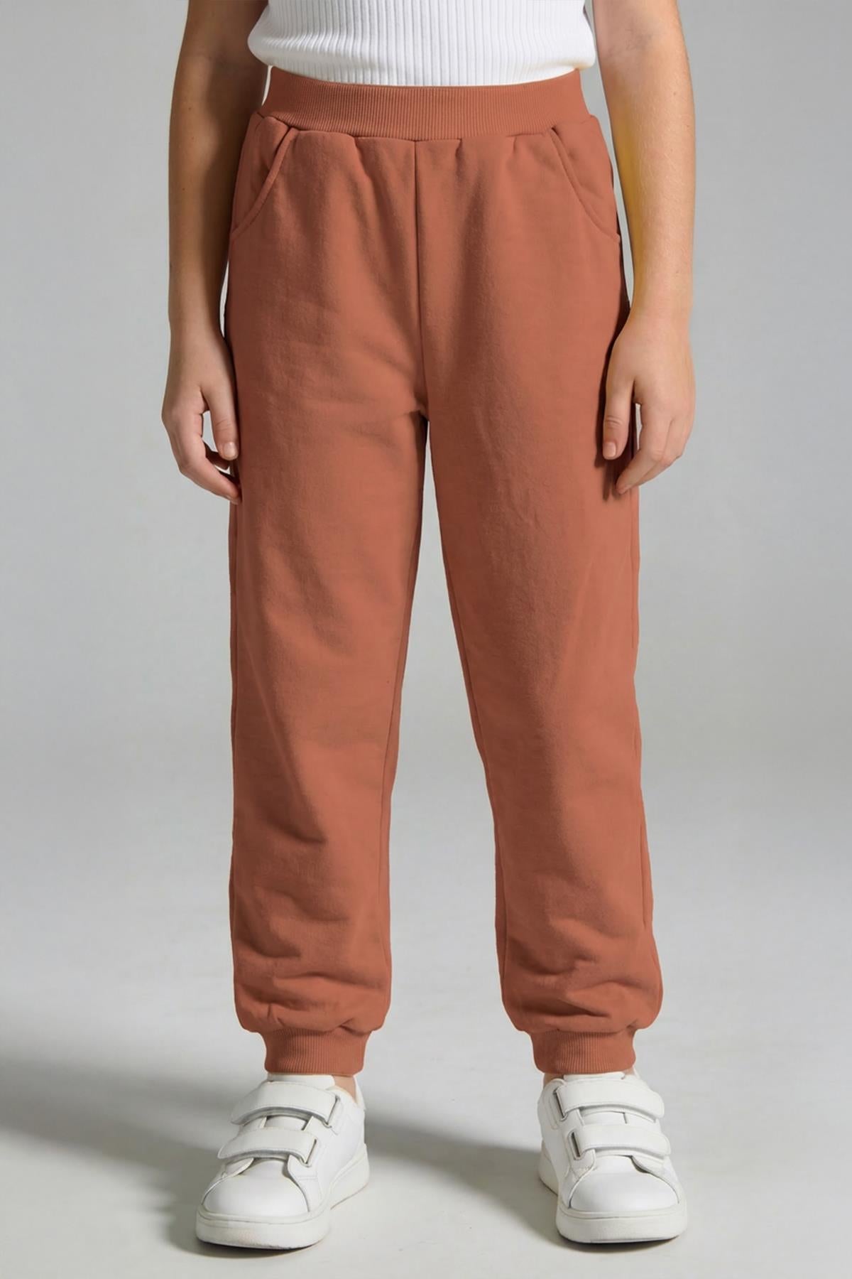 Unisex Çocuk Basic Jogger Eşofman Altı 2’li Set – Bordo & Kiremit