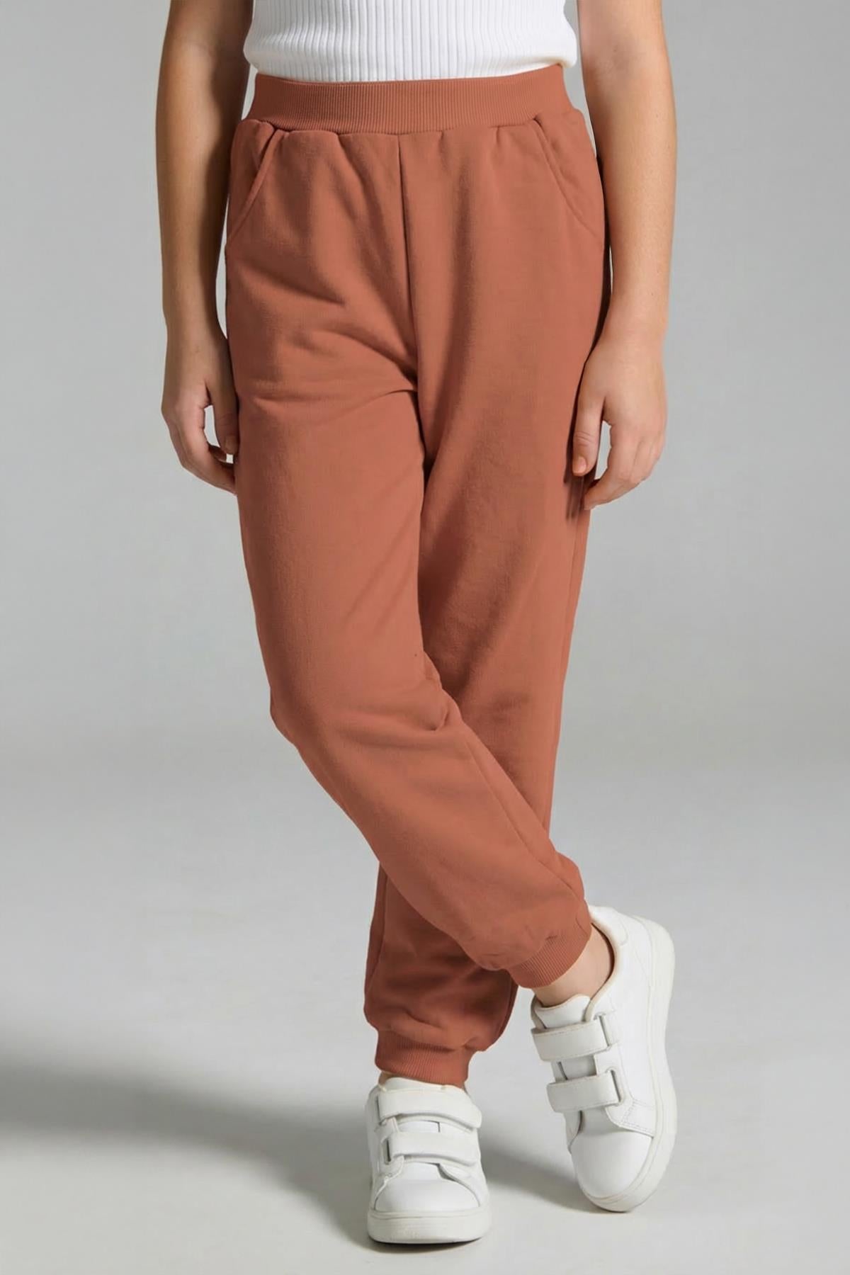 Unisex Çocuk Basic Jogger Eşofman Altı 2’li Set – Bordo & Kiremit