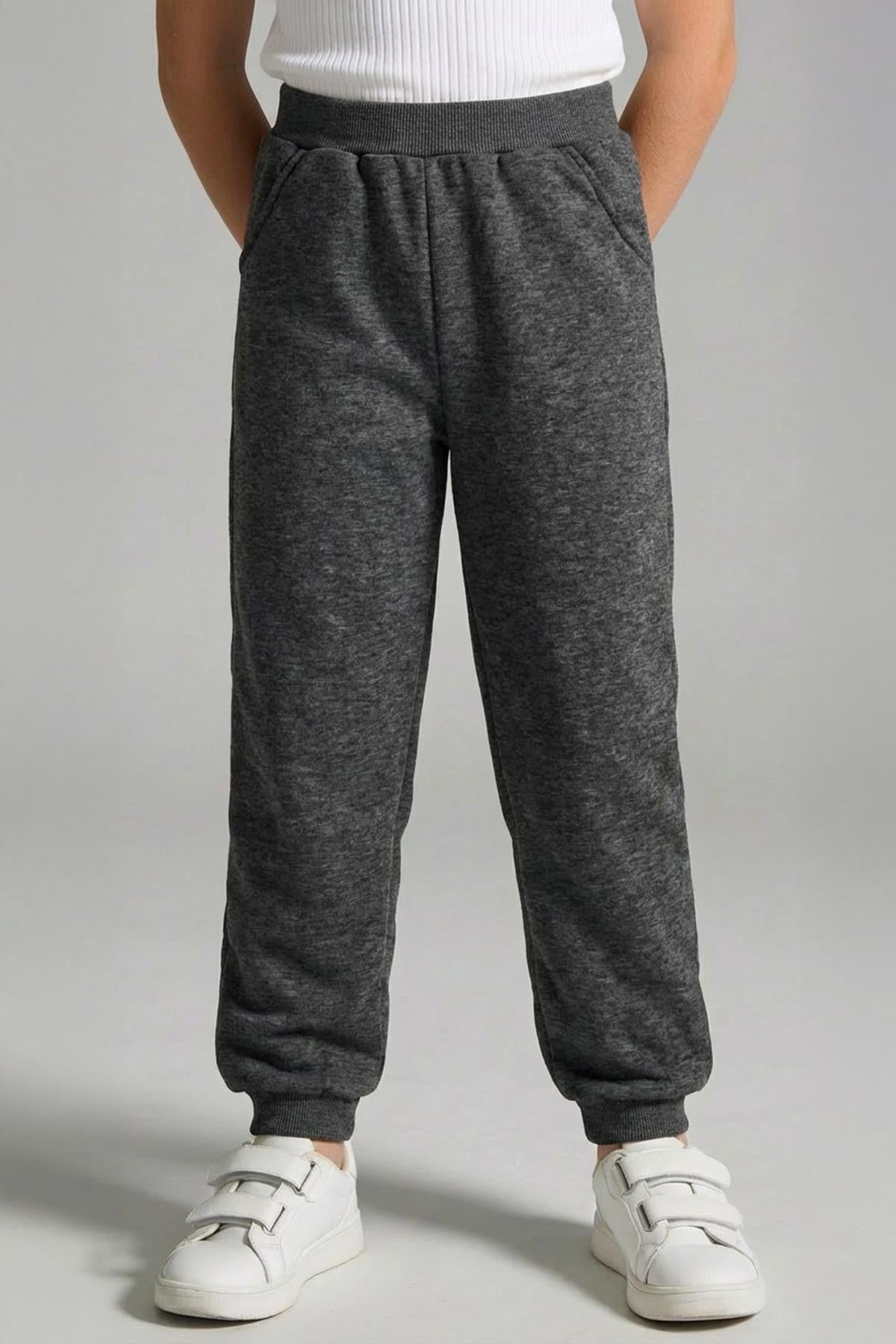 Unisex Çocuk Basic Jogger Eşofman Altı 2’li Set  – Siyah & Antrasit