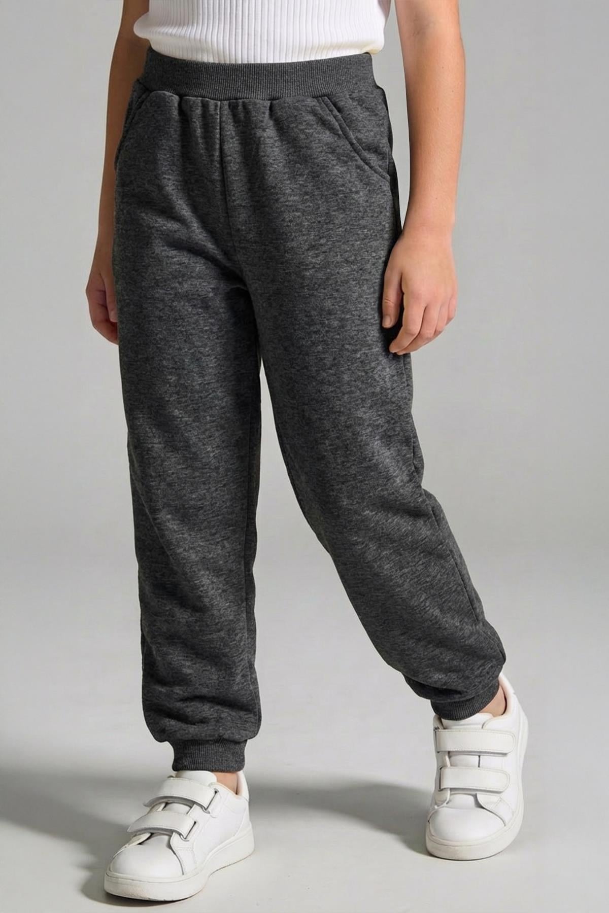 Unisex Çocuk Basic Jogger Eşofman Altı 2’li Set  – Siyah & Antrasit