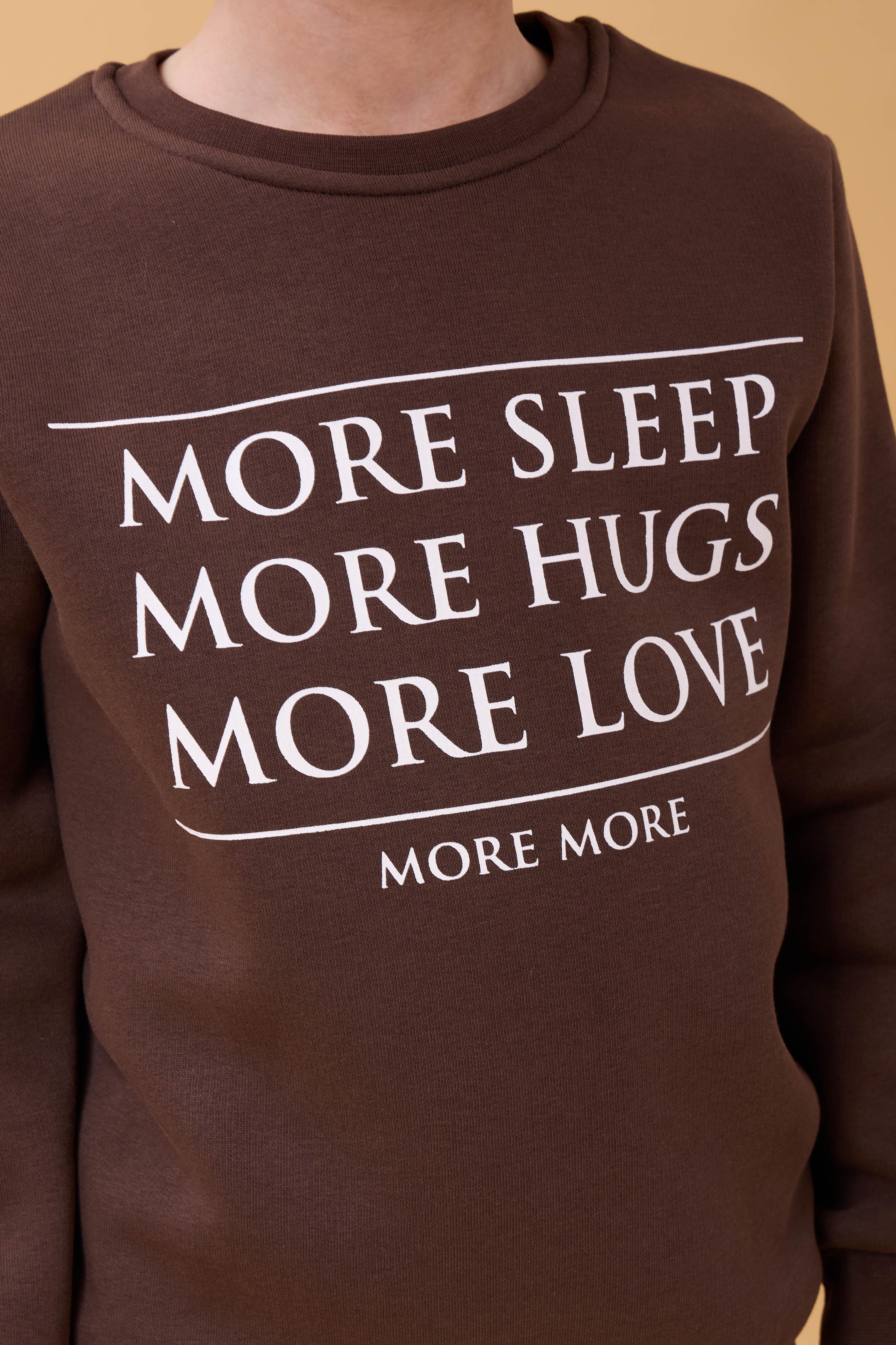 Unisex Çocuk Bisiklet Yaka Baskı Detaylı İçi Polarlı Sweatshirt – Kahverengi