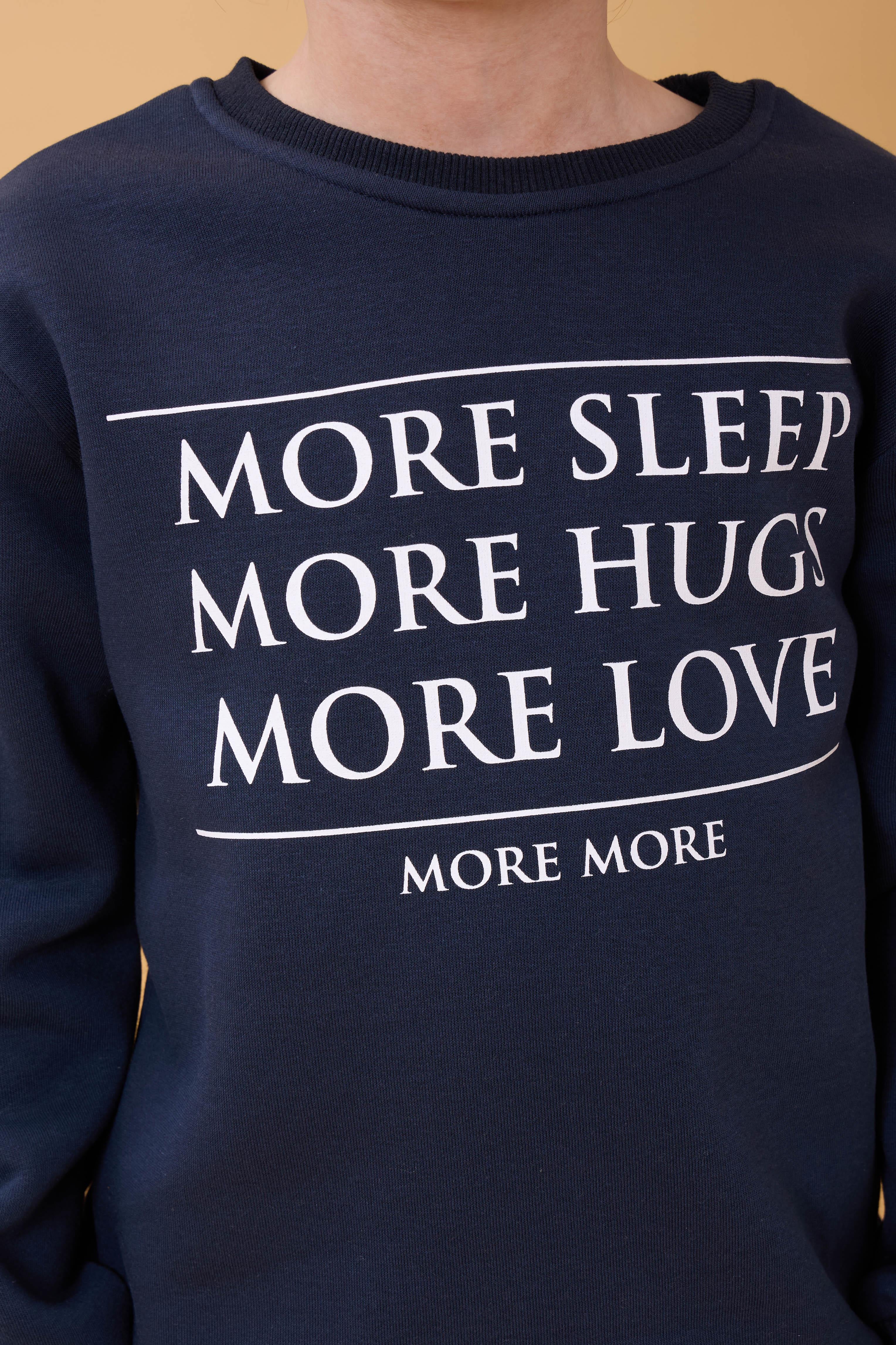 Unisex Çocuk Bisiklet Yaka Baskı Detaylı İçi Polarlı Sweatshirt – Lacivert