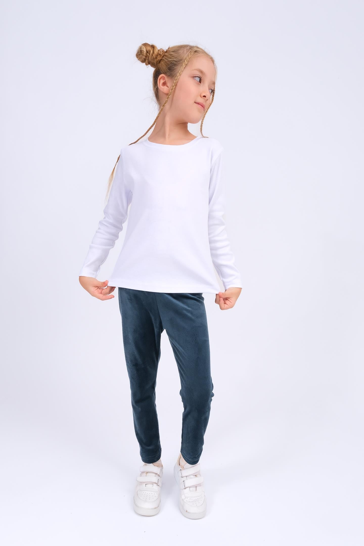 Unisex Çocuk Bisiklet Yaka Uzun Kollu Basic Body