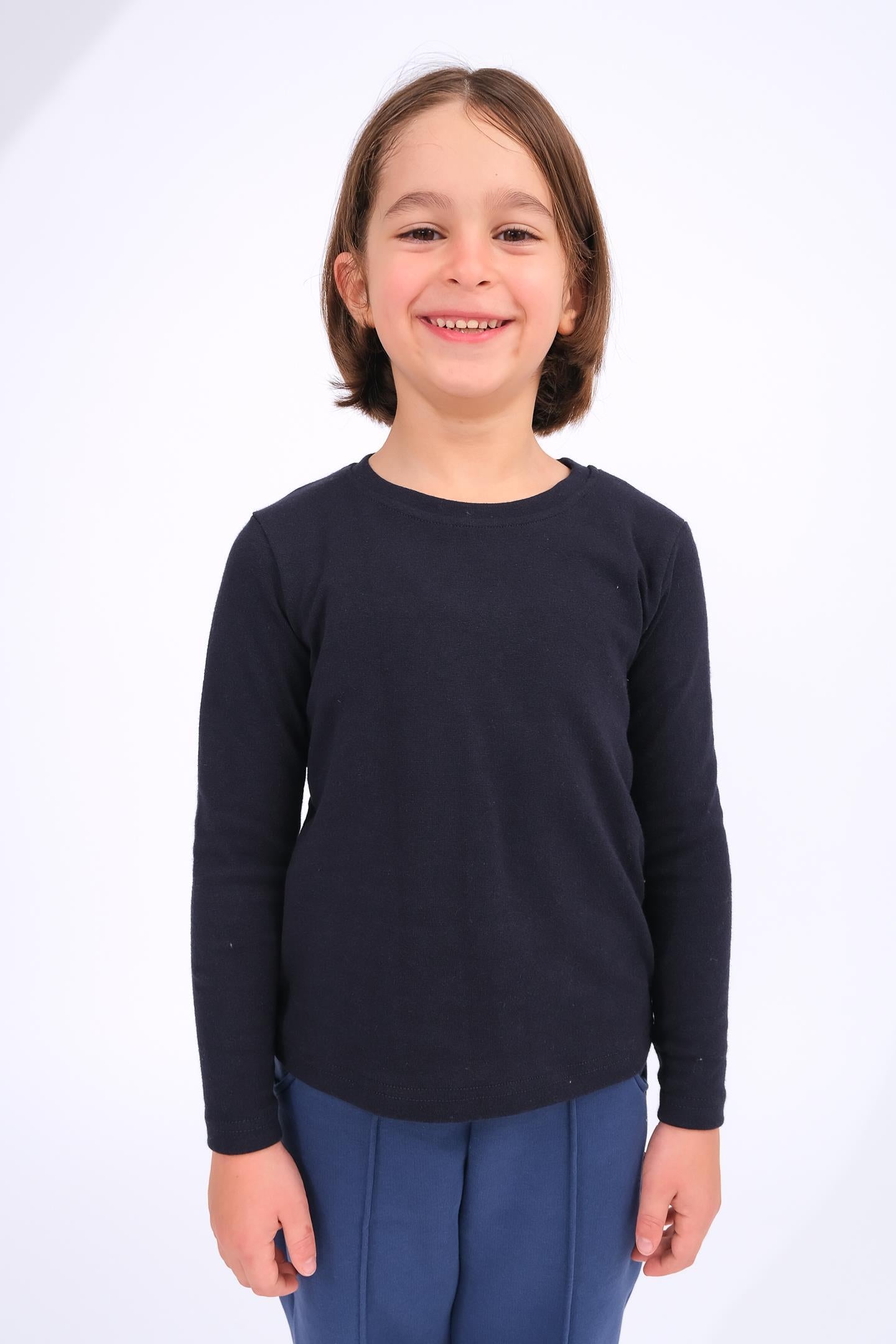 Unisex Çocuk Bisiklet Yaka Uzun Kollu Basic Body