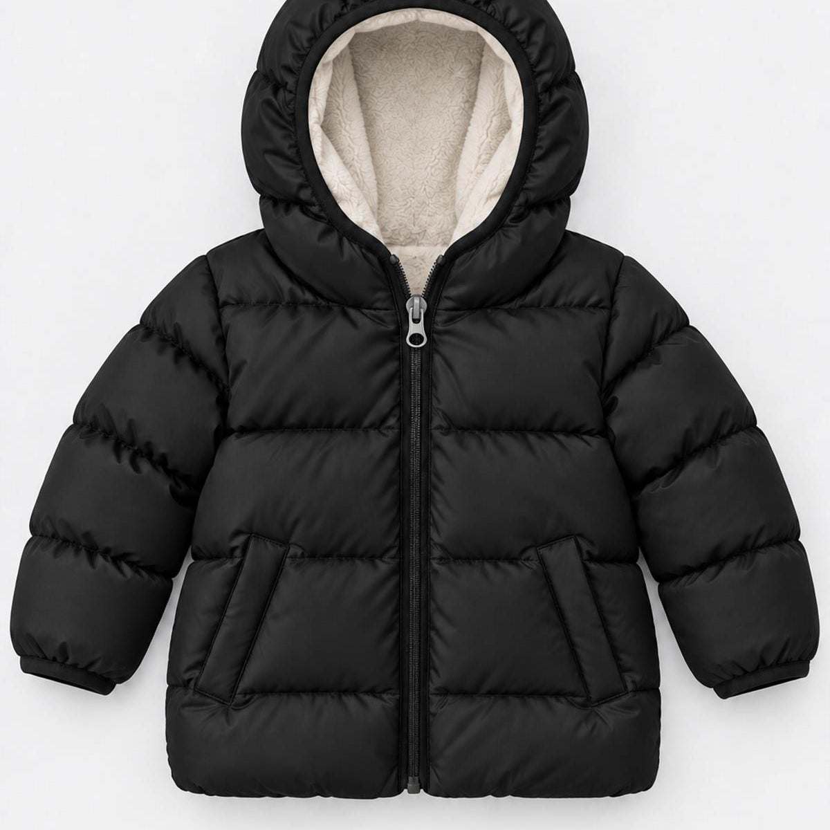 Unisex Çocuk İçi Polarlı Kapüşonlu Şişme Mont