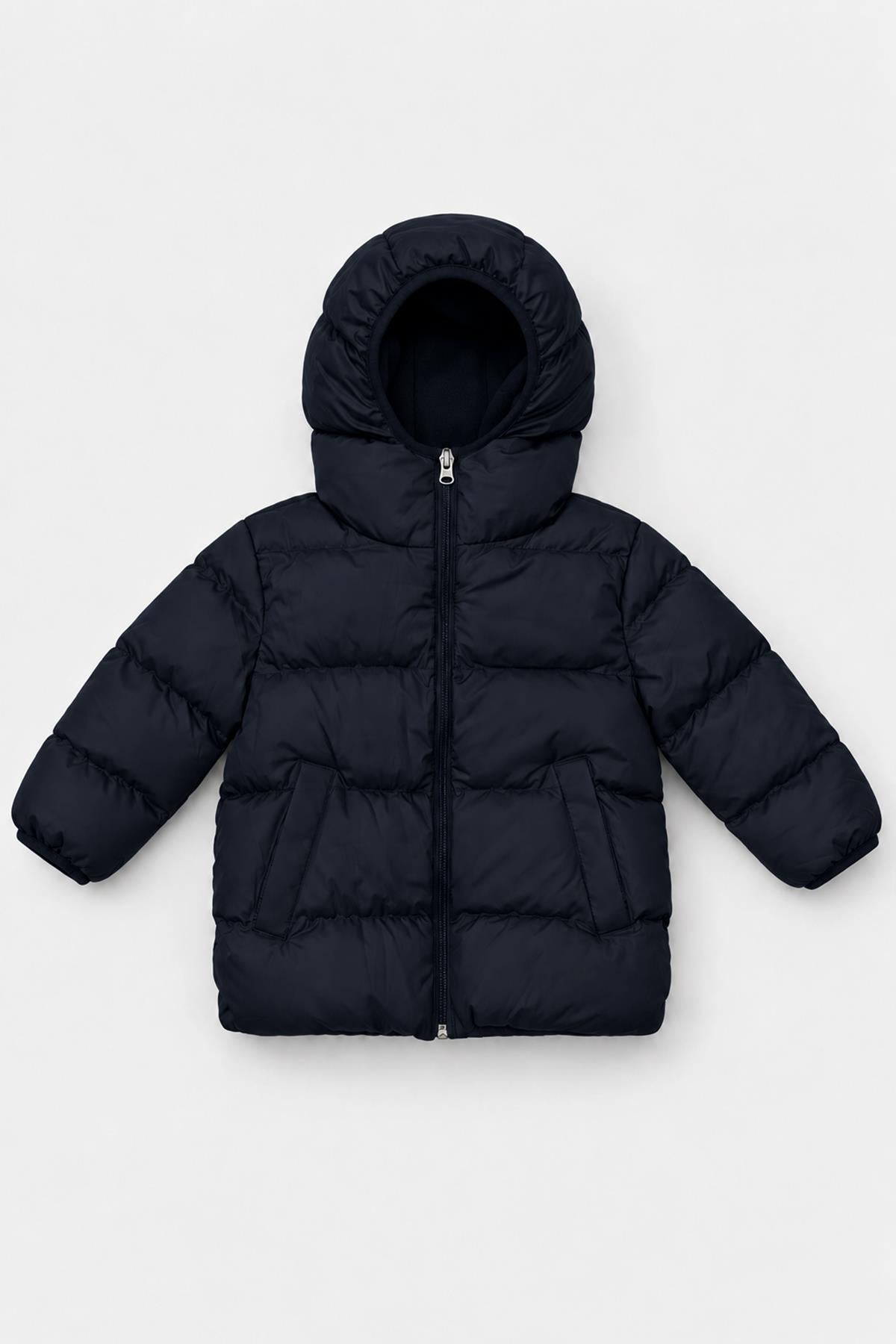 Unisex Çocuk İçi Polarlı Kapüşonlu Şişme Mont