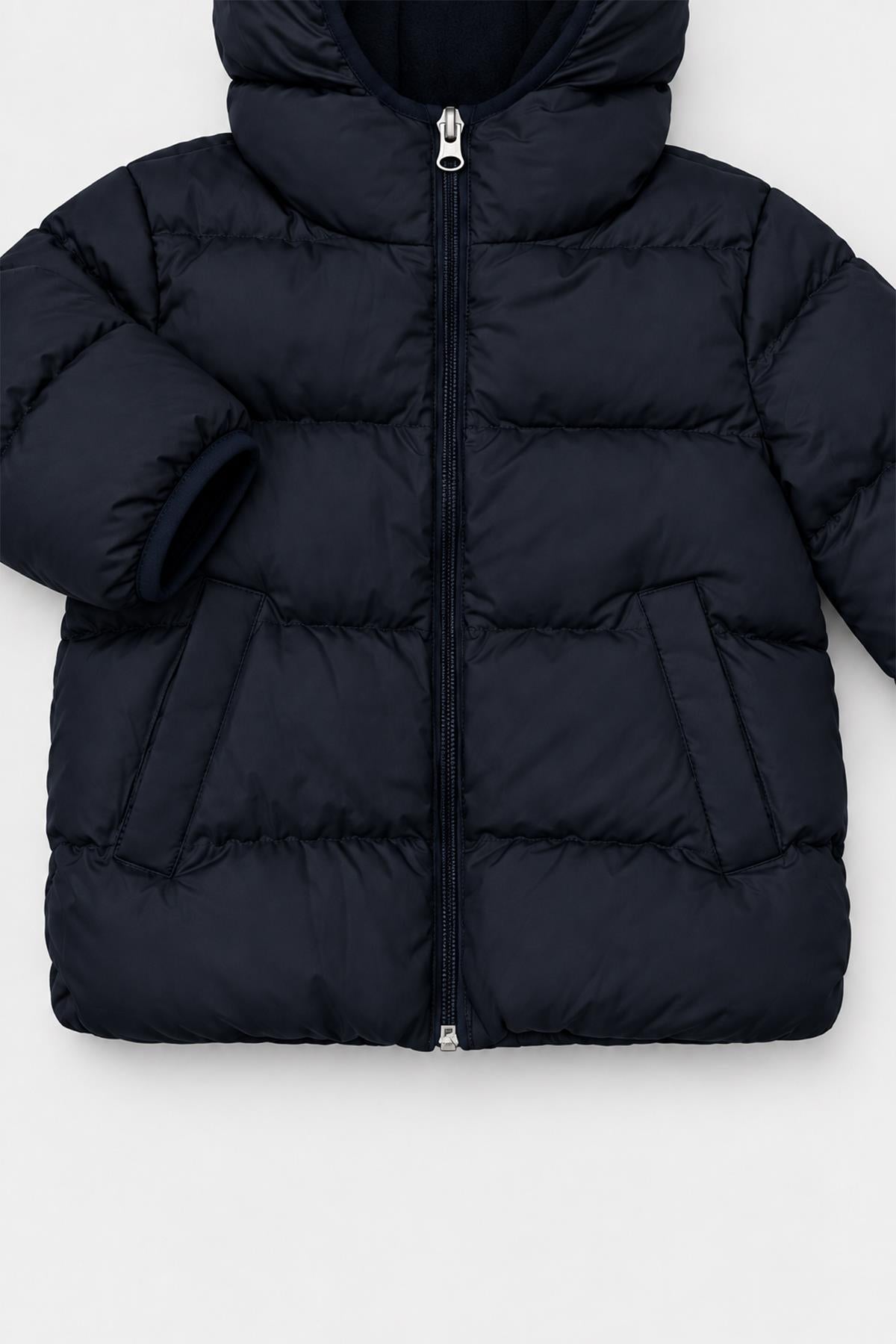 Unisex Çocuk İçi Polarlı Kapüşonlu Şişme Mont