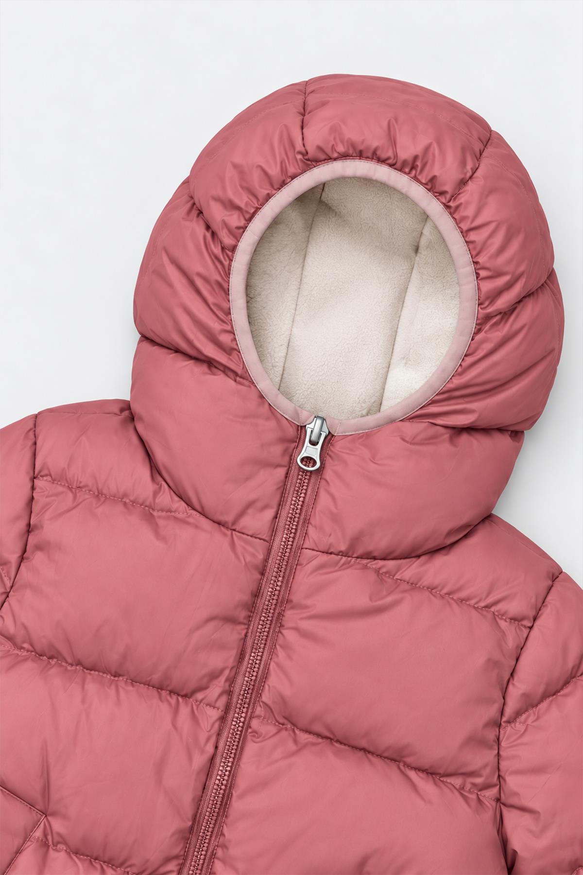 Unisex Çocuk İçi Polarlı Kapüşonlu Şişme Mont