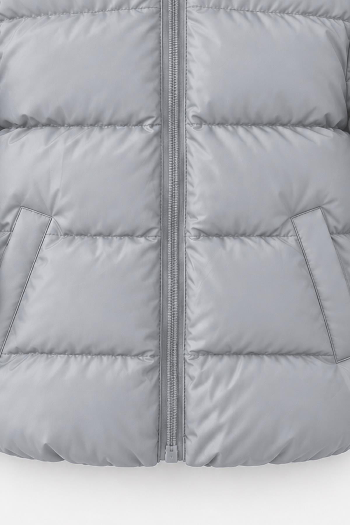 Unisex Çocuk İçi Polarlı Kapüşonlu Şişme Mont