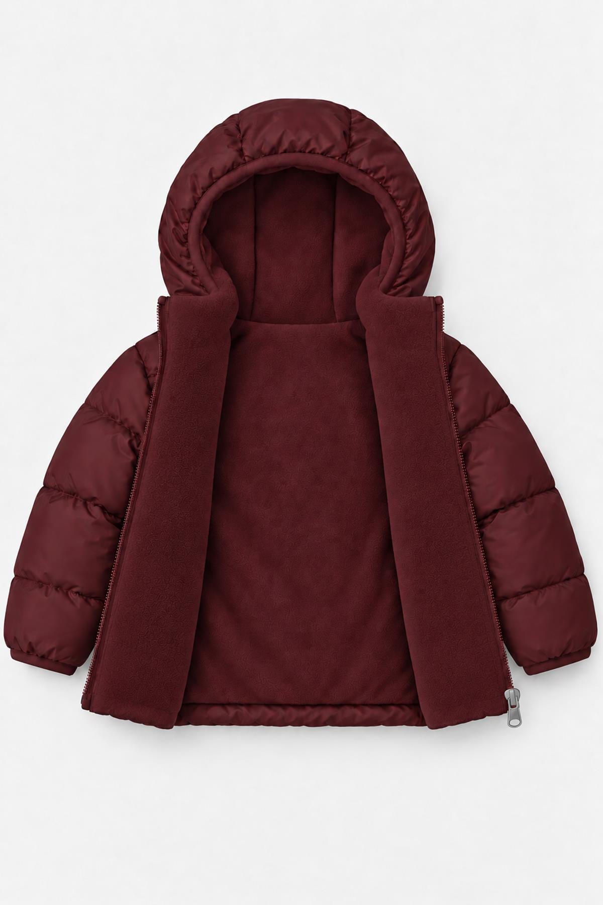 Unisex Çocuk İçi Polarlı Kapüşonlu Şişme Mont