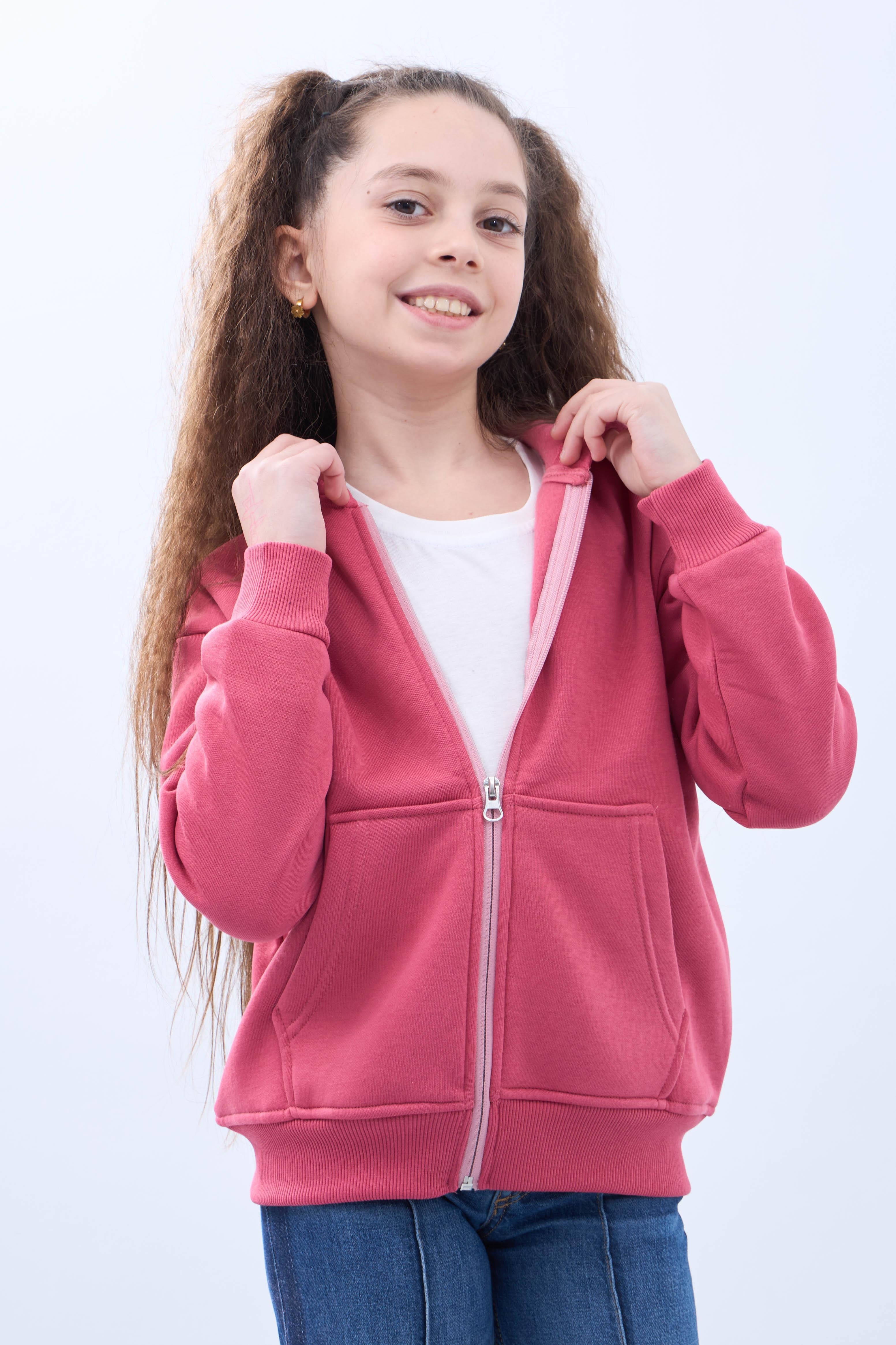 Unisex Çocuk Kapüşonlu Fermuarlı Hırka