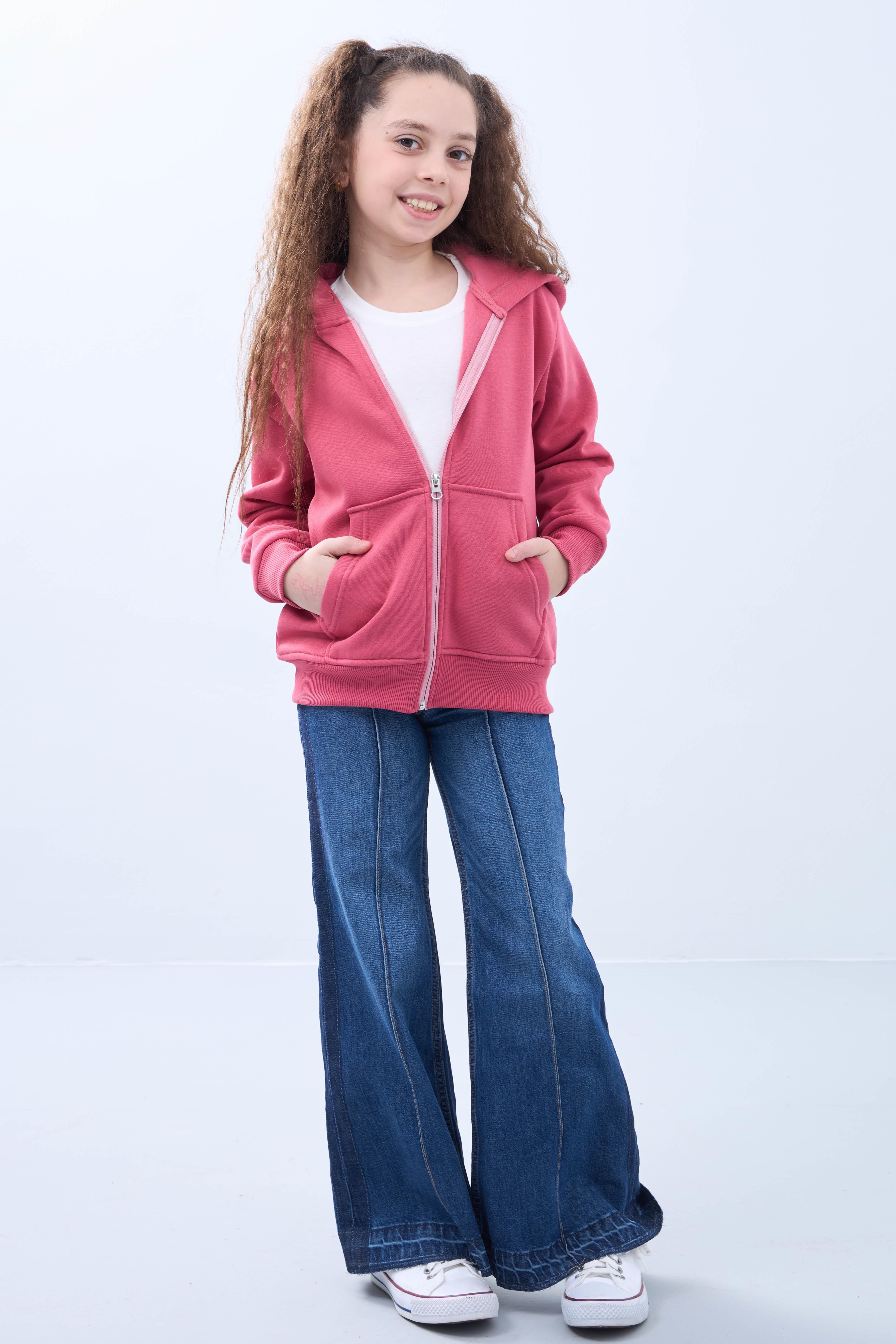 Unisex Çocuk Kapüşonlu Fermuarlı Hırka