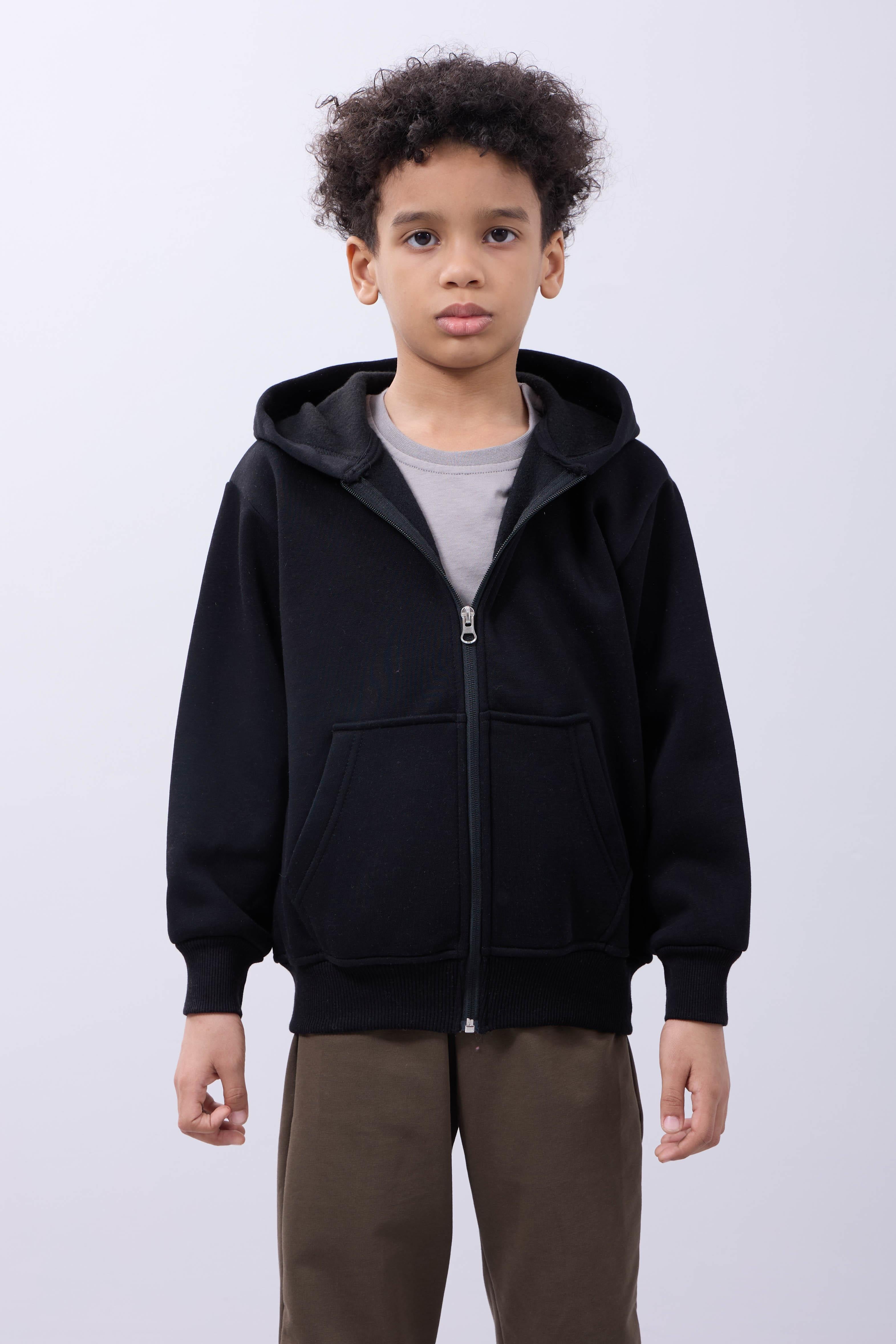 Unisex Çocuk Kapüşonlu Fermuarlı Hırka