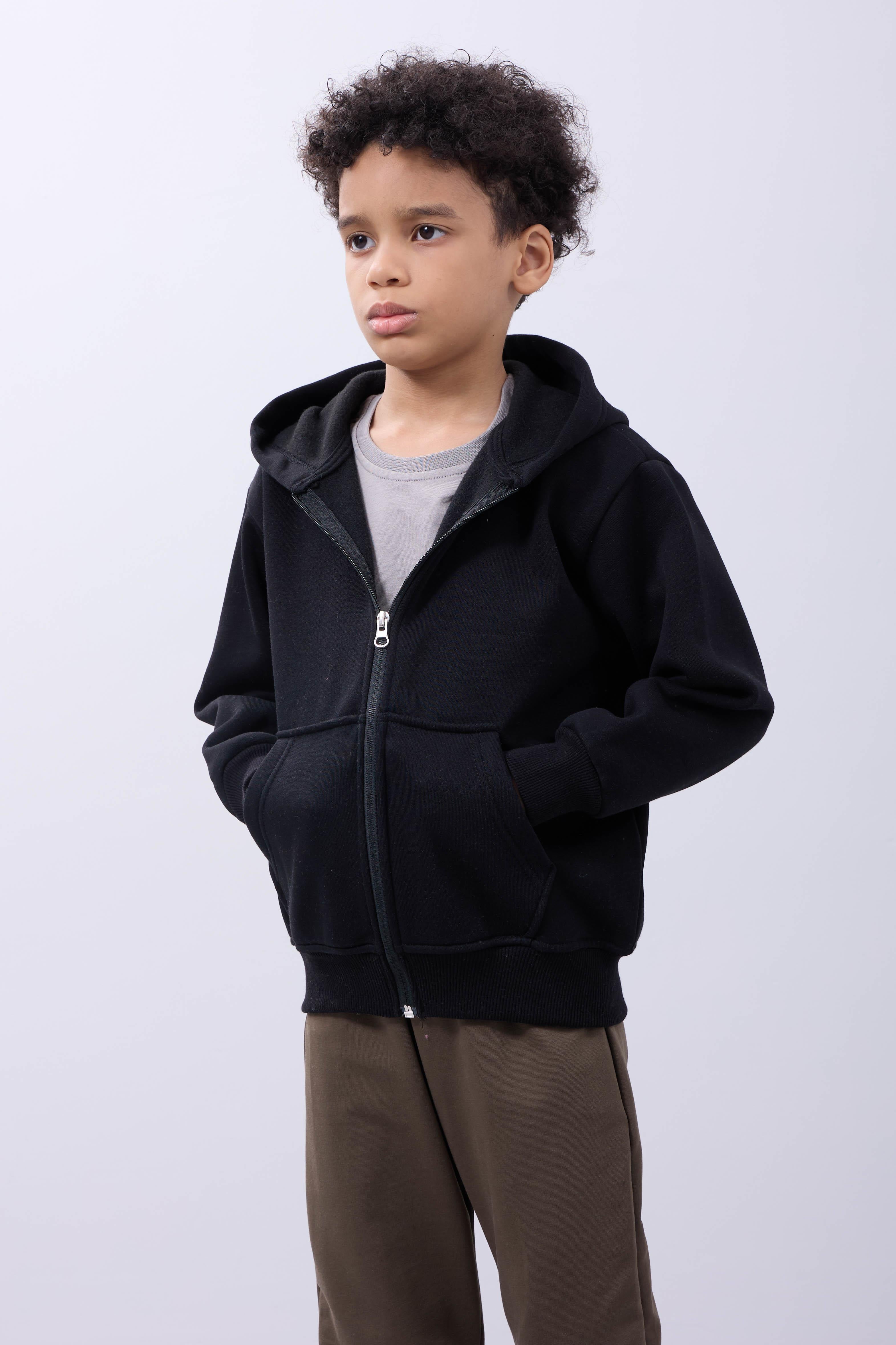 Unisex Çocuk Kapüşonlu Fermuarlı Hırka