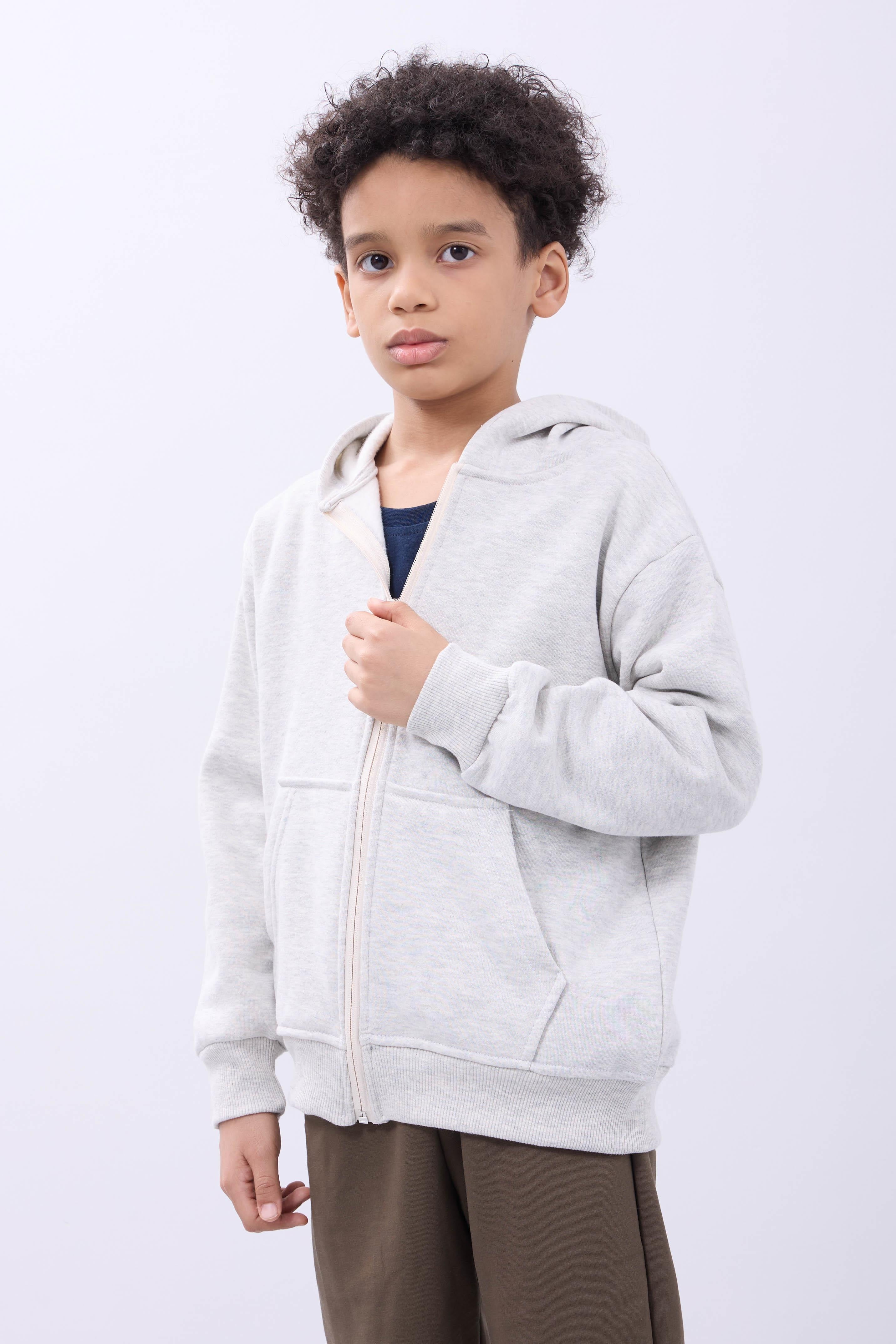 Unisex Çocuk Kapüşonlu Fermuarlı Hırka