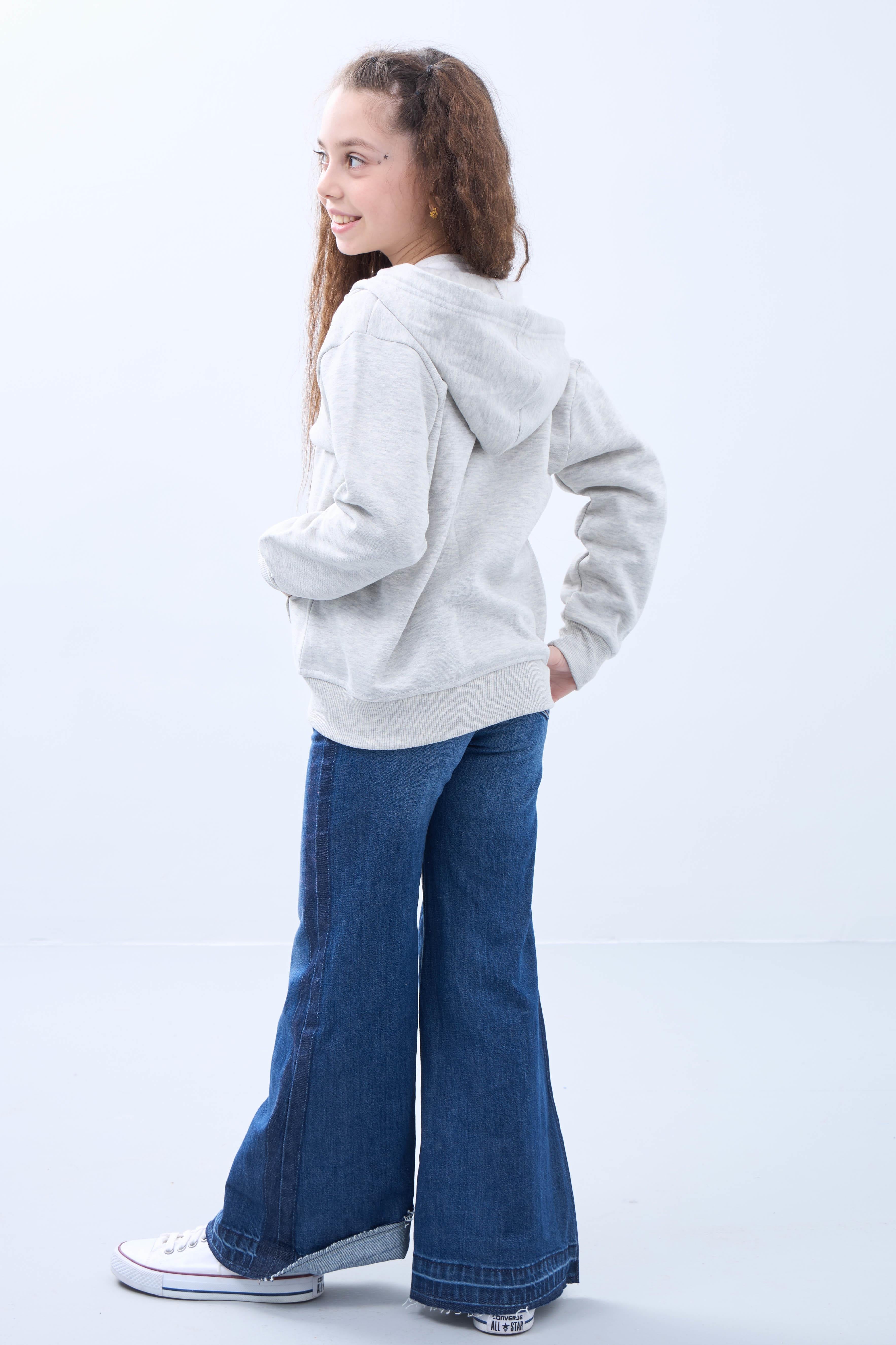 Unisex Çocuk Kapüşonlu Fermuarlı Hırka