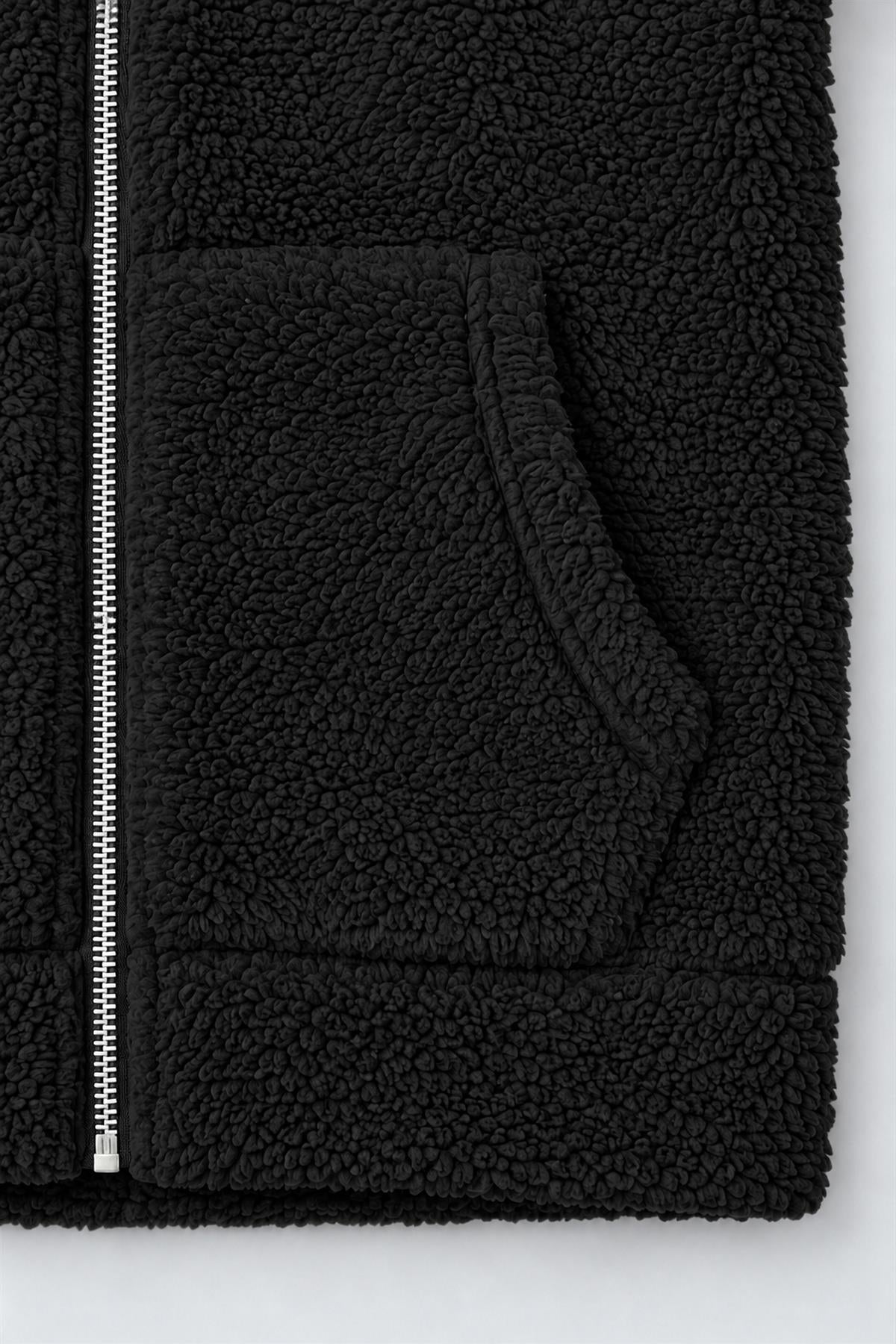 Unisex Çocuk Kapüşonlu Kıvırcık Peluş Hırka