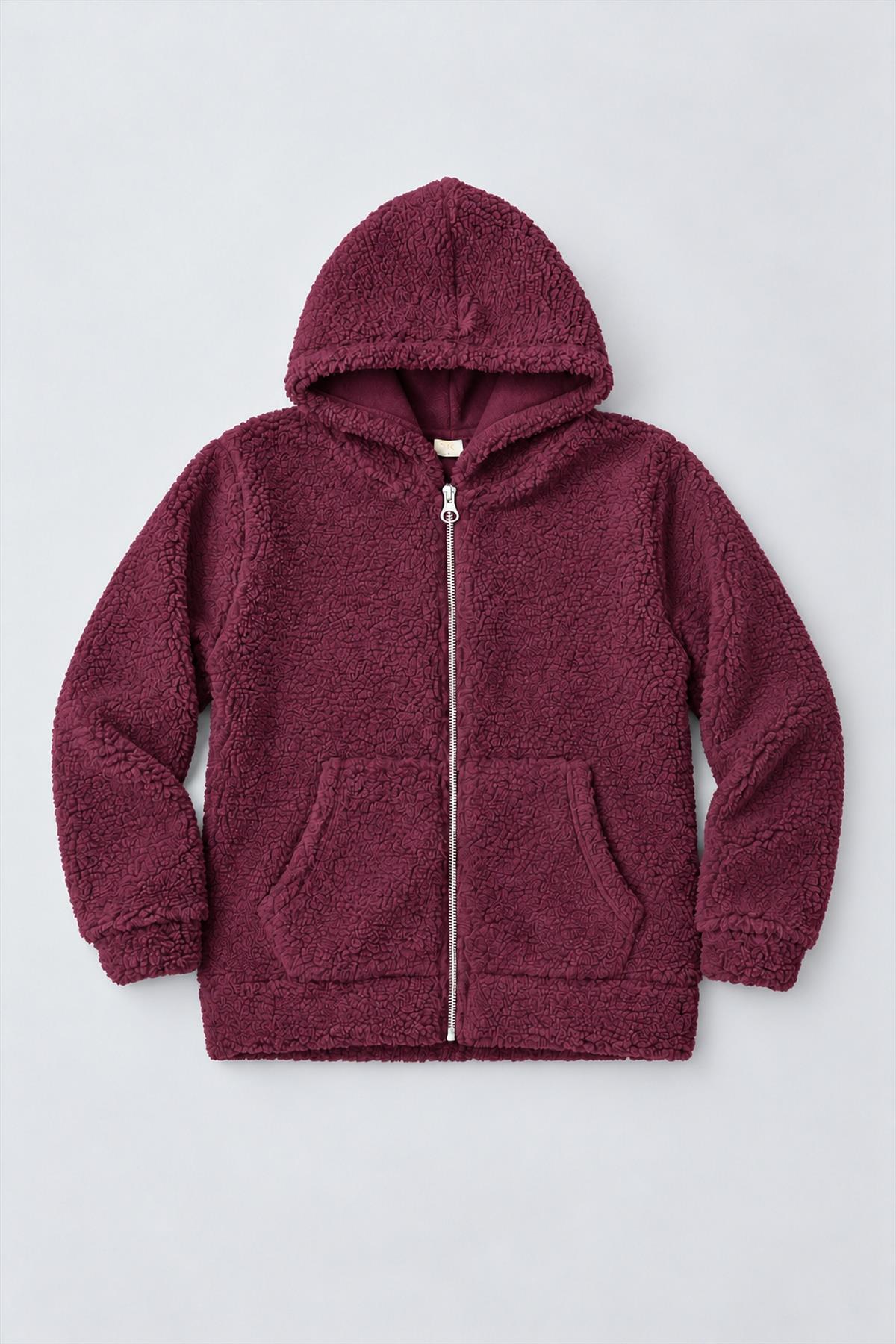 Unisex Çocuk Kapüşonlu Kıvırcık Peluş Hırka