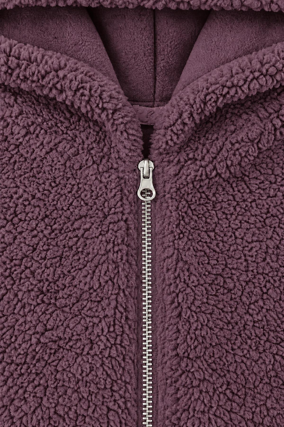 Unisex Çocuk Kapüşonlu Kıvırcık Peluş Hırka