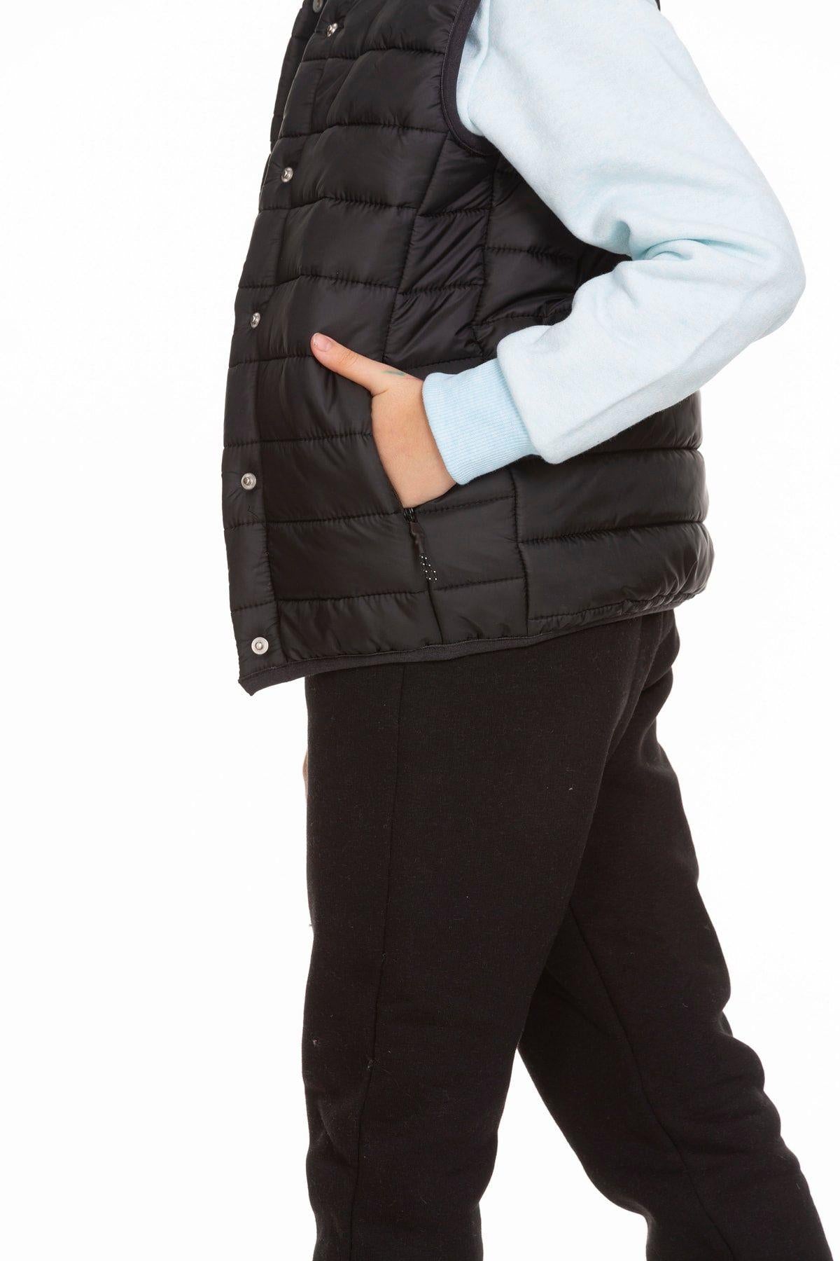 Unisex Kapitone File Astarlı Çıtçıtlı Yelek