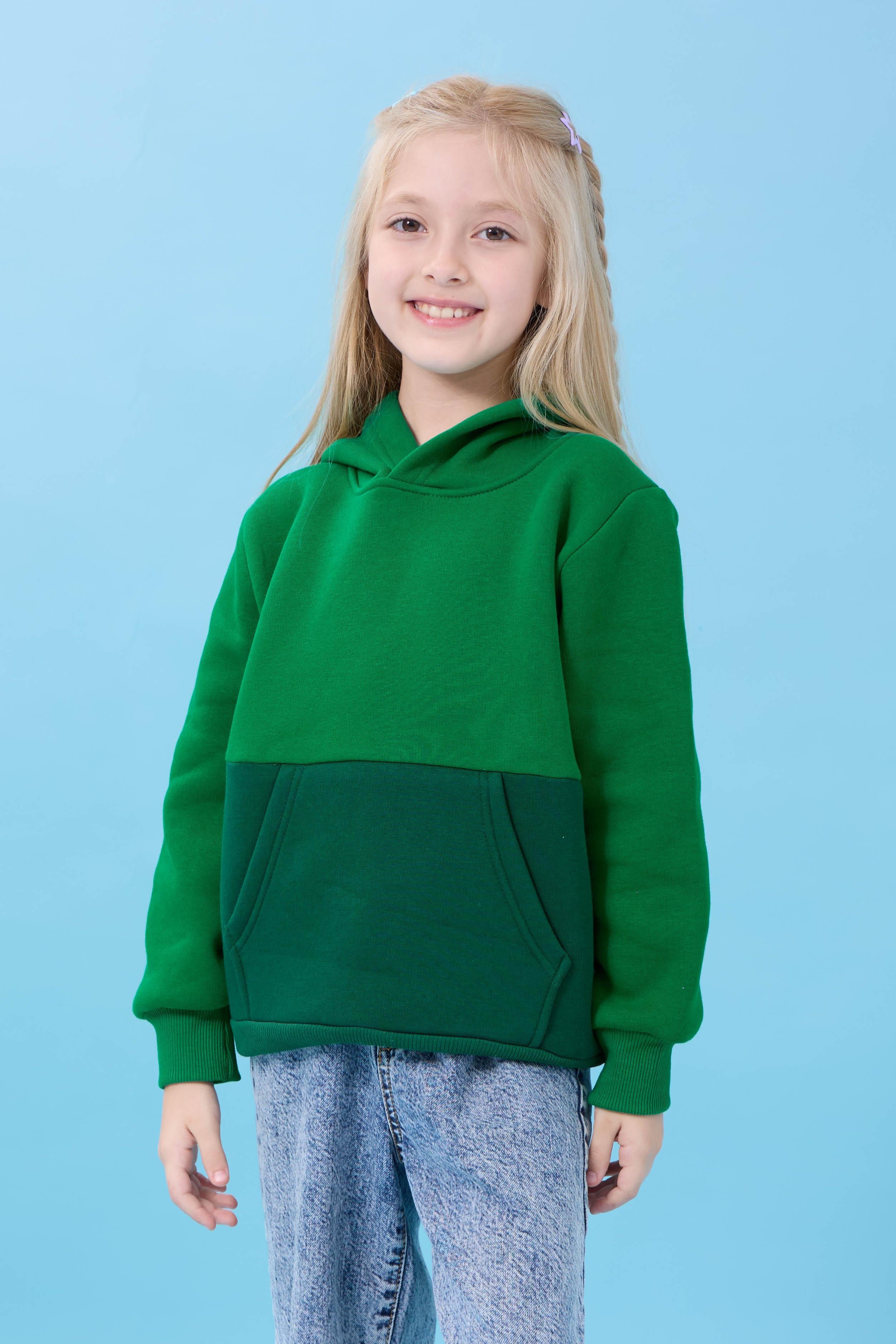 Unisex Kapüşonlu Kanguru Cepli Renk Bloklu Şardonlu Kışlık Sweatshirt