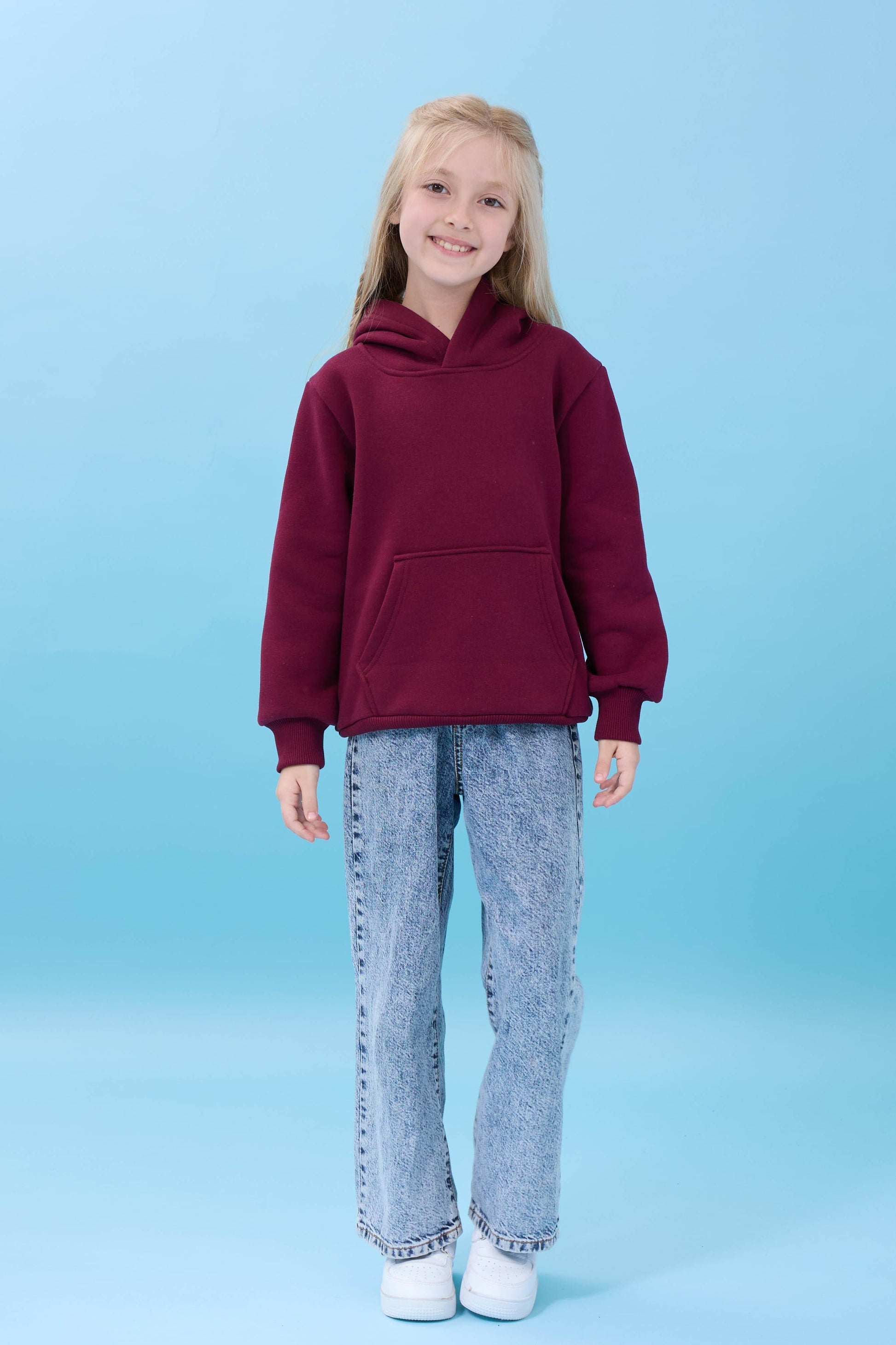 Unisex Kapüşonlu Kanguru Cepli Şardonlu Kışlık Sweatshirt