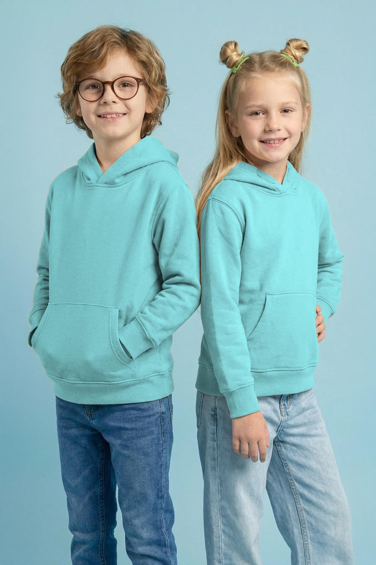 Unisex Kapüşonlu Kanguru Cepli Şardonlu Kışlık Sweatshirt