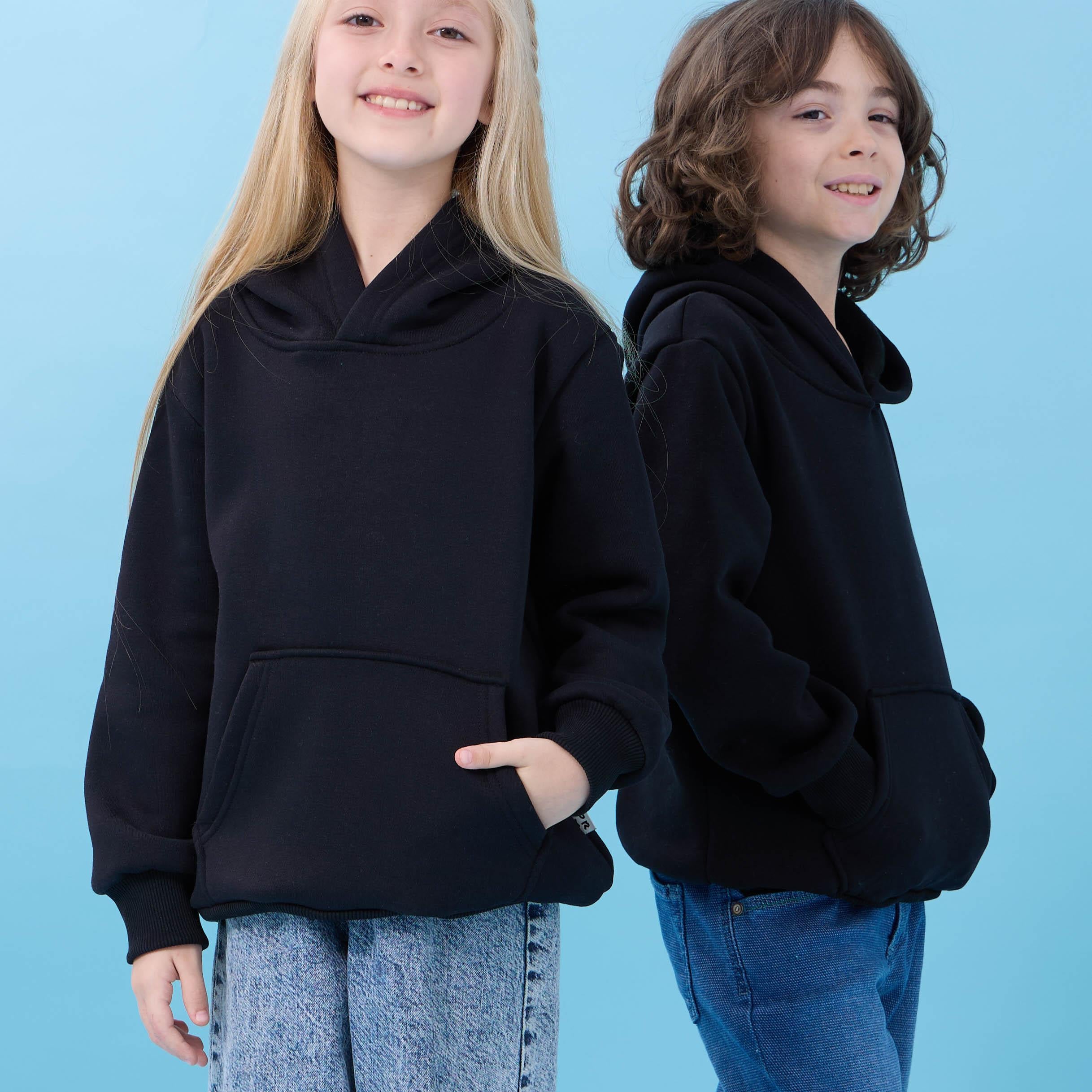 Unisex Kapüşonlu Kanguru Cepli Şardonlu Kışlık Sweatshirt