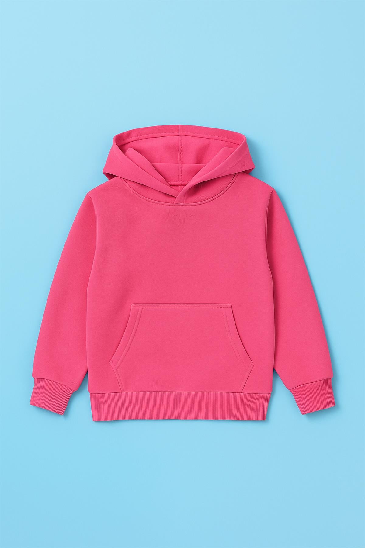 Unisex Kapüşonlu Kanguru Cepli Şardonlu Kışlık Sweatshirt - Gül Kurusu