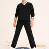 Unisex Çocuk Kışlık V Yaka Polarlı Okul Sweatshirt