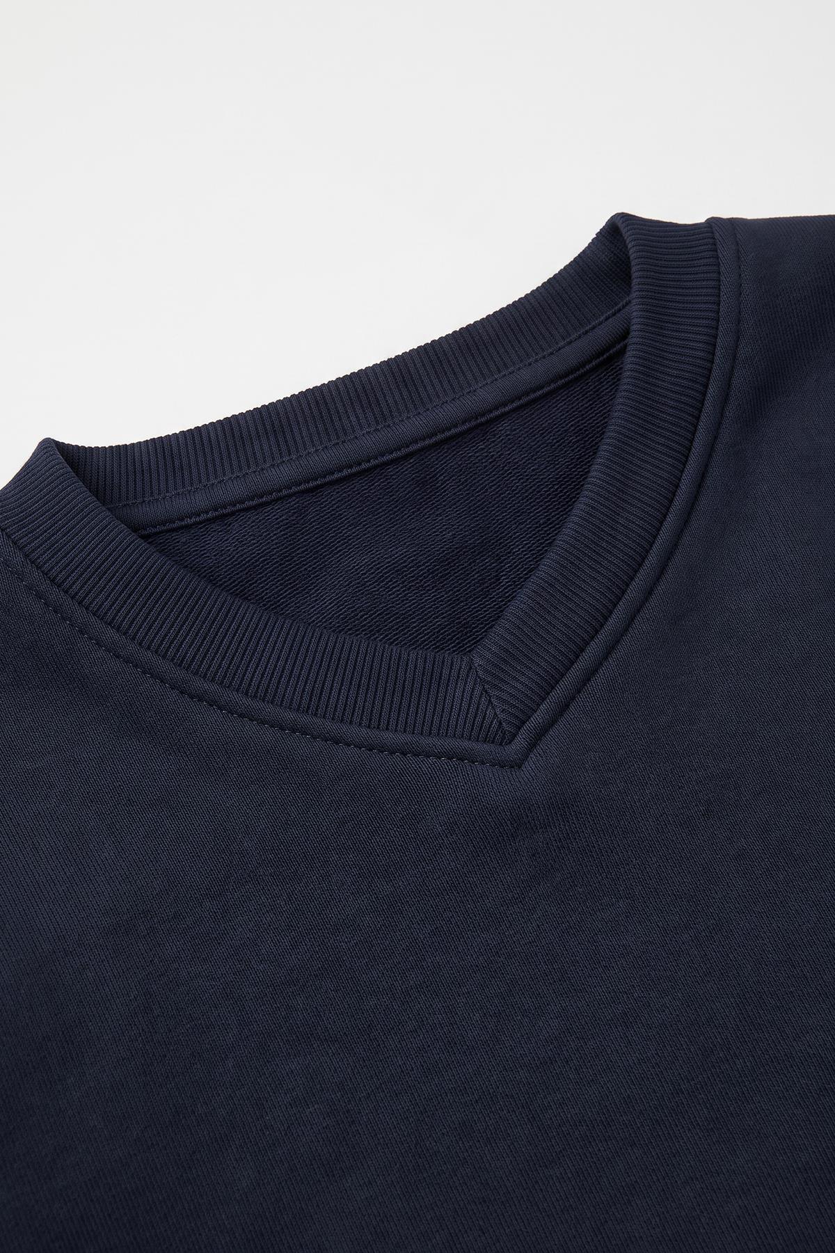 Unisex Çocuk Kışlık V Yaka Polarlı Okul Sweatshirt