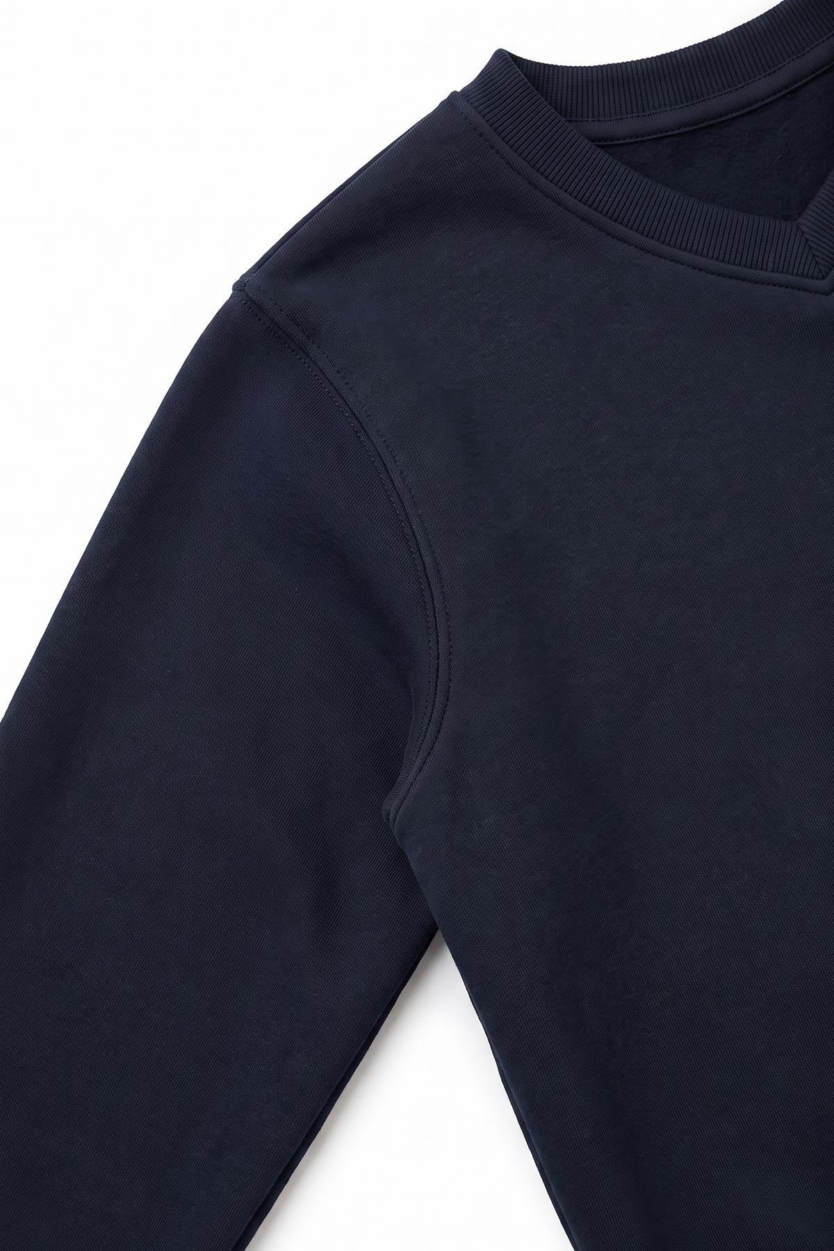 Unisex Çocuk Kışlık V Yaka Polarlı Okul Sweatshirt