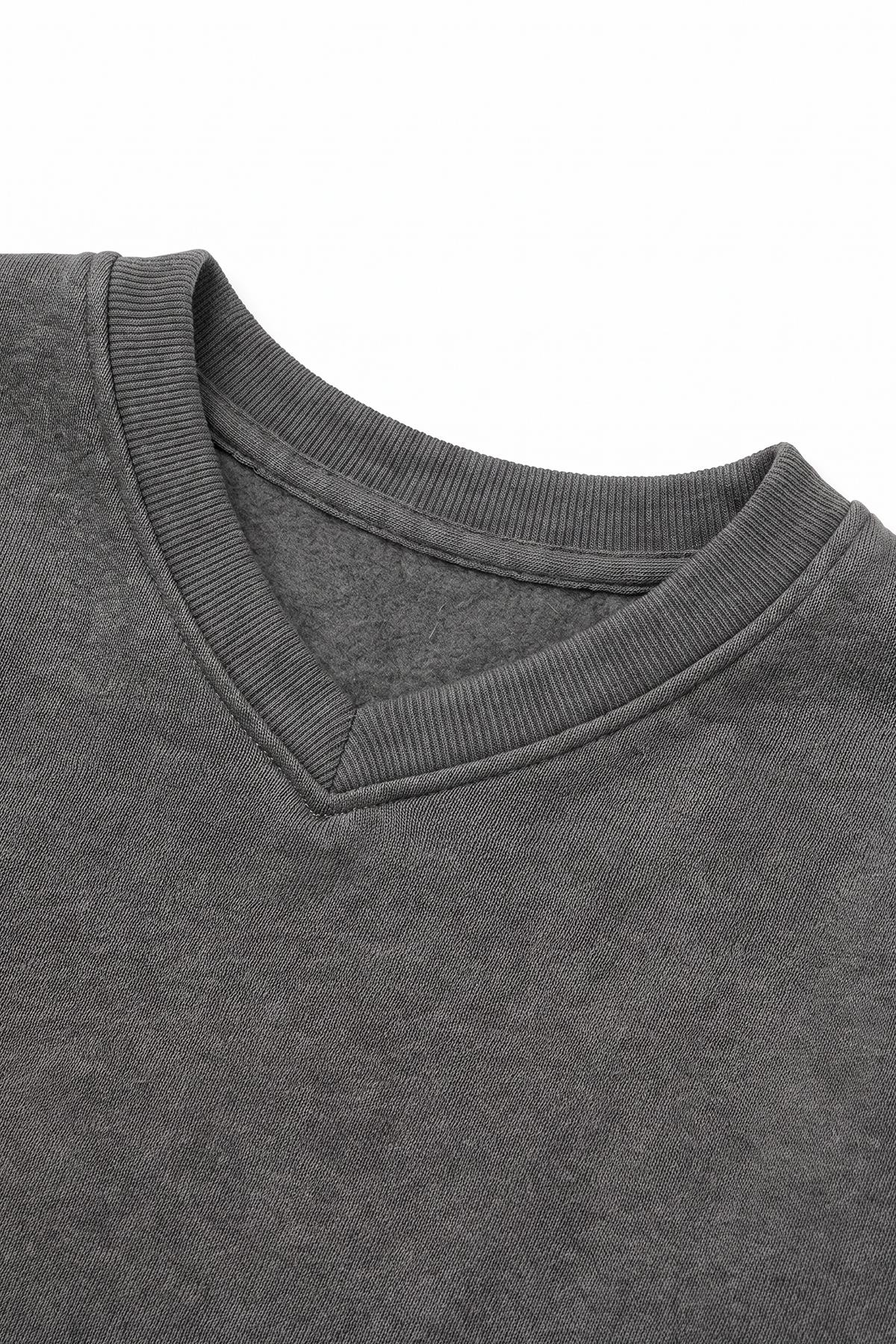 Unisex Çocuk Kışlık V Yaka Polarlı Okul Sweatshirt