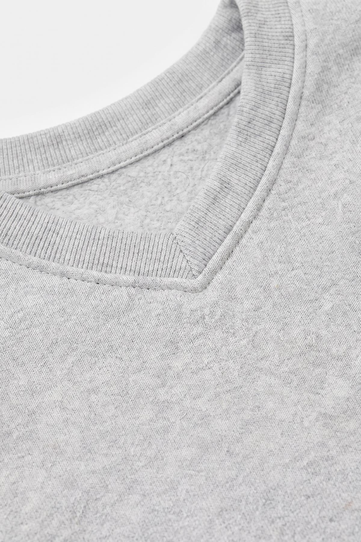 Unisex Çocuk Kışlık V Yaka Polarlı Okul Sweatshirt
