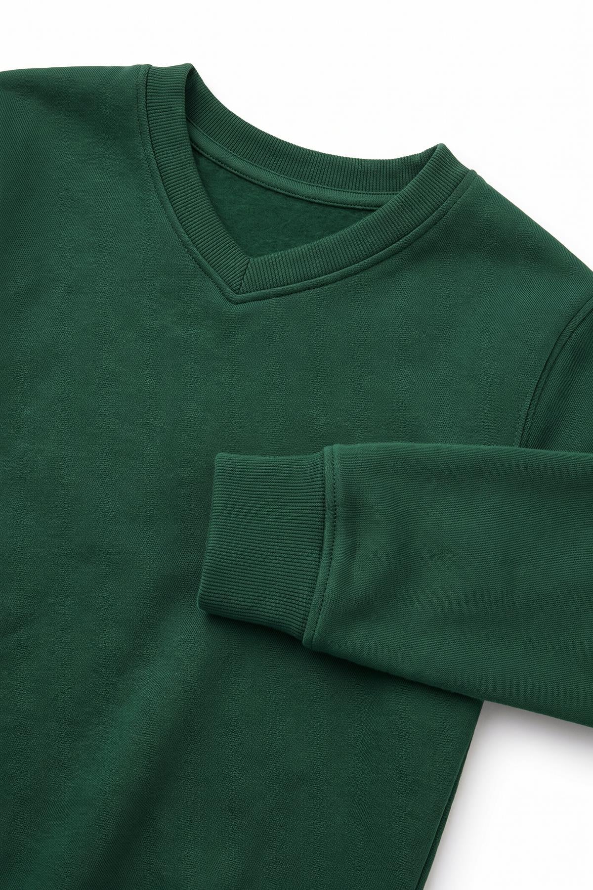 Unisex Çocuk Kışlık V Yaka Polarlı Okul Sweatshirt