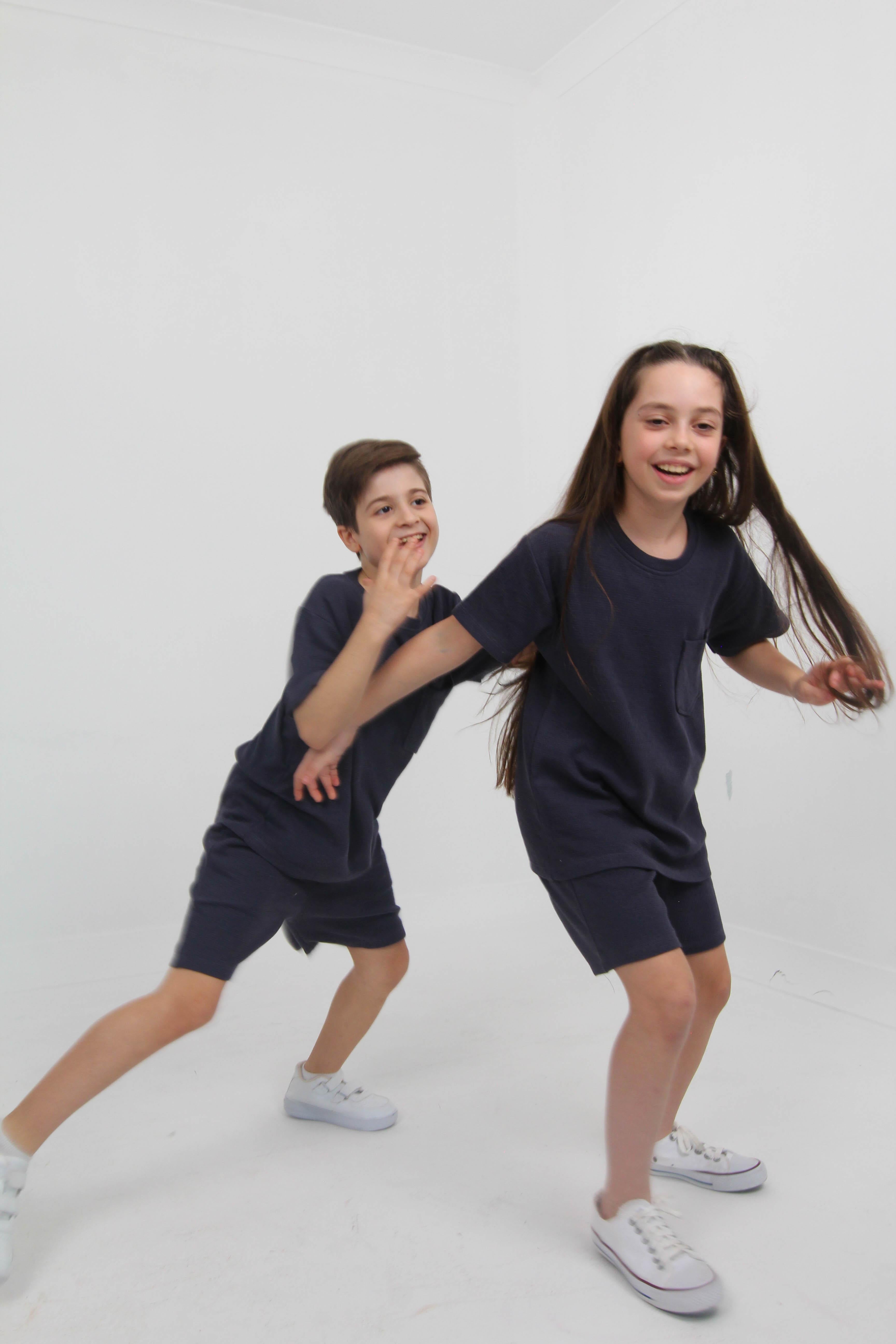 Waffle Dokulu Cepli Tshirt ve Şort Erkek Çocuk Takım