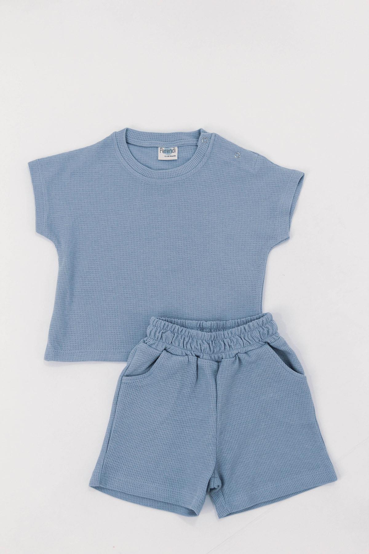 Waffle Dokulu Geniş Kesim Kız Çocuk Takım